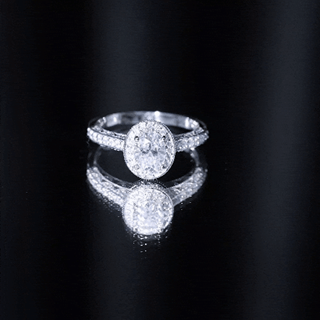 Vintage Style Oval Simulated Diamond Halo Engagement Ring AAAA - Rosec Jewels