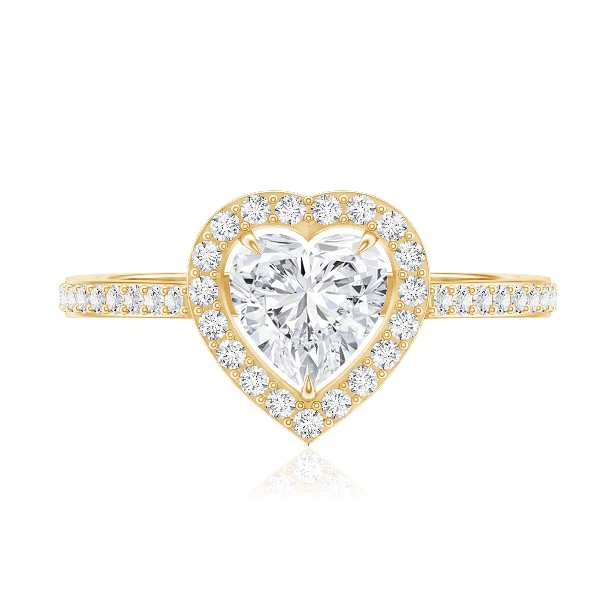 1.50 CT Heart Shape Cubic Zirconia Engagement Ring with Accent AAAA - Rosec Jewels