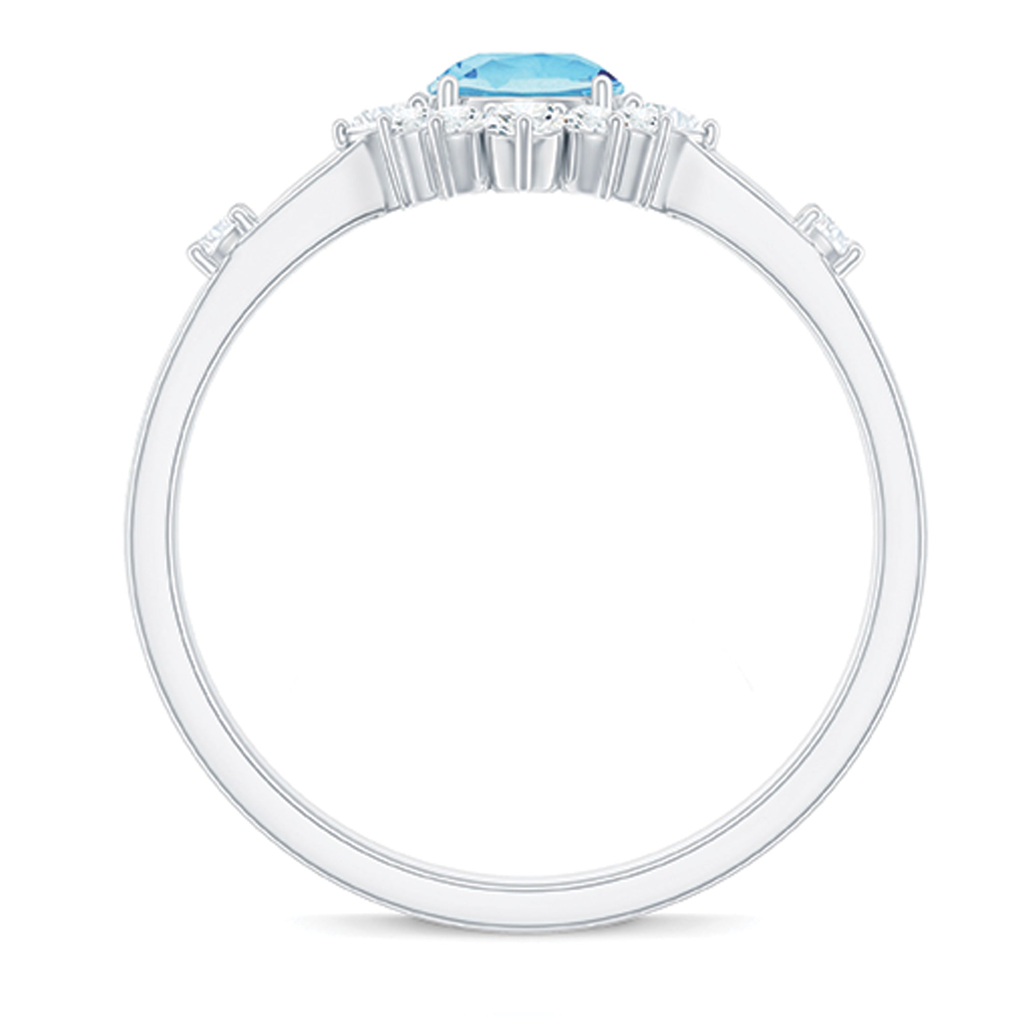 Genuine 0.8 Carat Aquamarine and Diamond Halo Engagement Ring AAA - Rosec Jewels