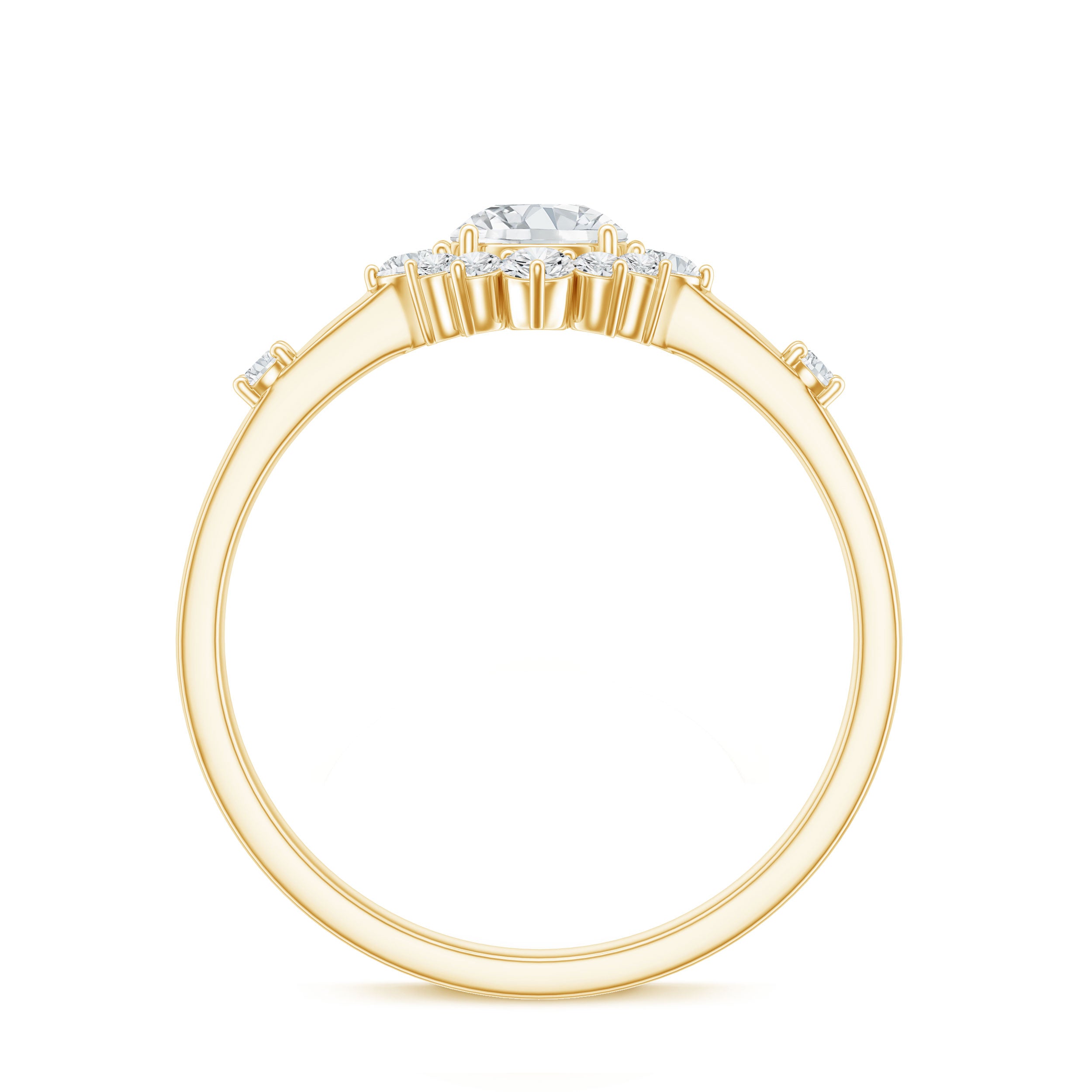 Rosec Jewels-Round Moissanite Engagement Ring with Halo
