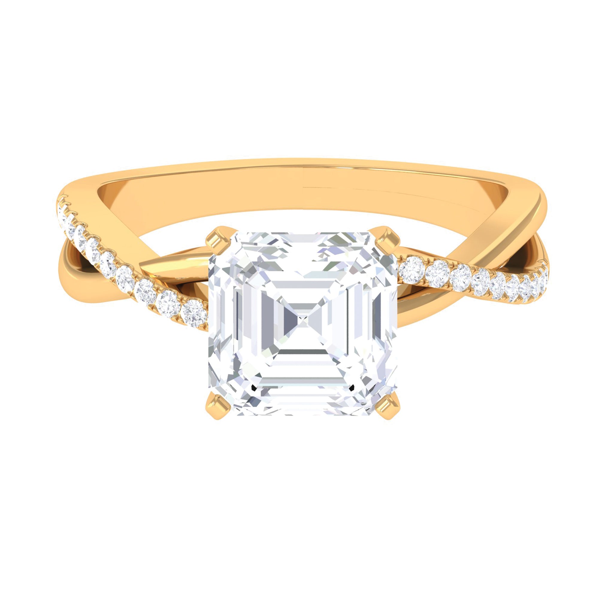 3.50 CT Asscher Cut Zircon Solitaire Engagement Ring in Infinity Shank AAAA - Rosec Jewels
