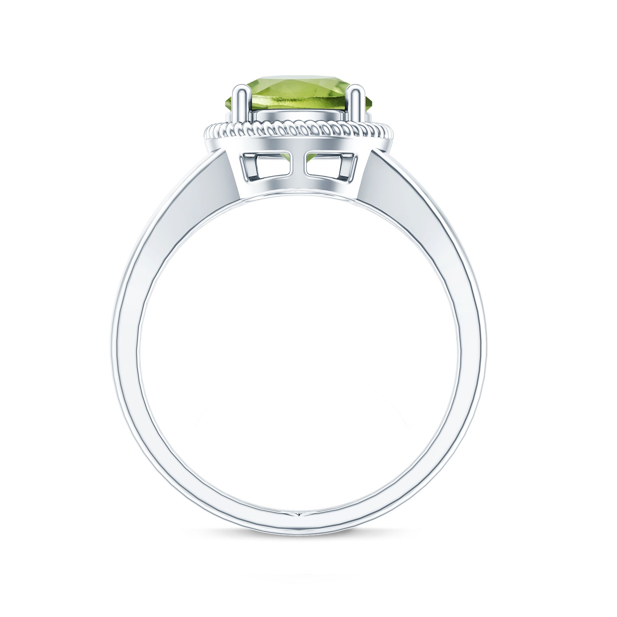 Natural 2 Carat Peridot Solitaire Engagement Ring with Split Shank AAA - Rosec Jewels