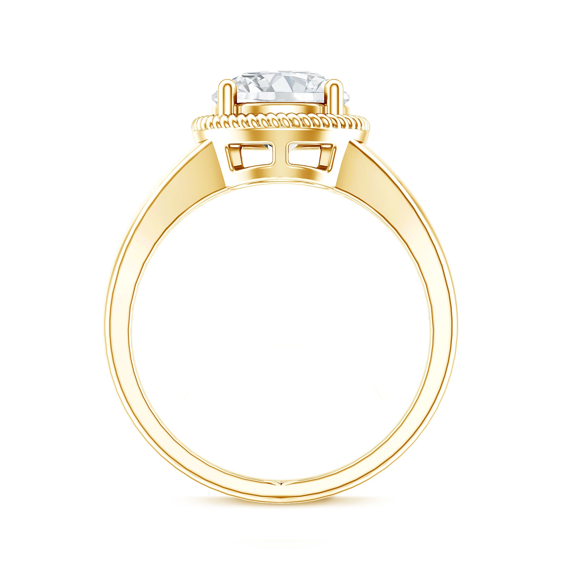 2 Carat Round Cubic Zirconia Solitaire Engagement Ring in Split Shank AAAA - Rosec Jewels