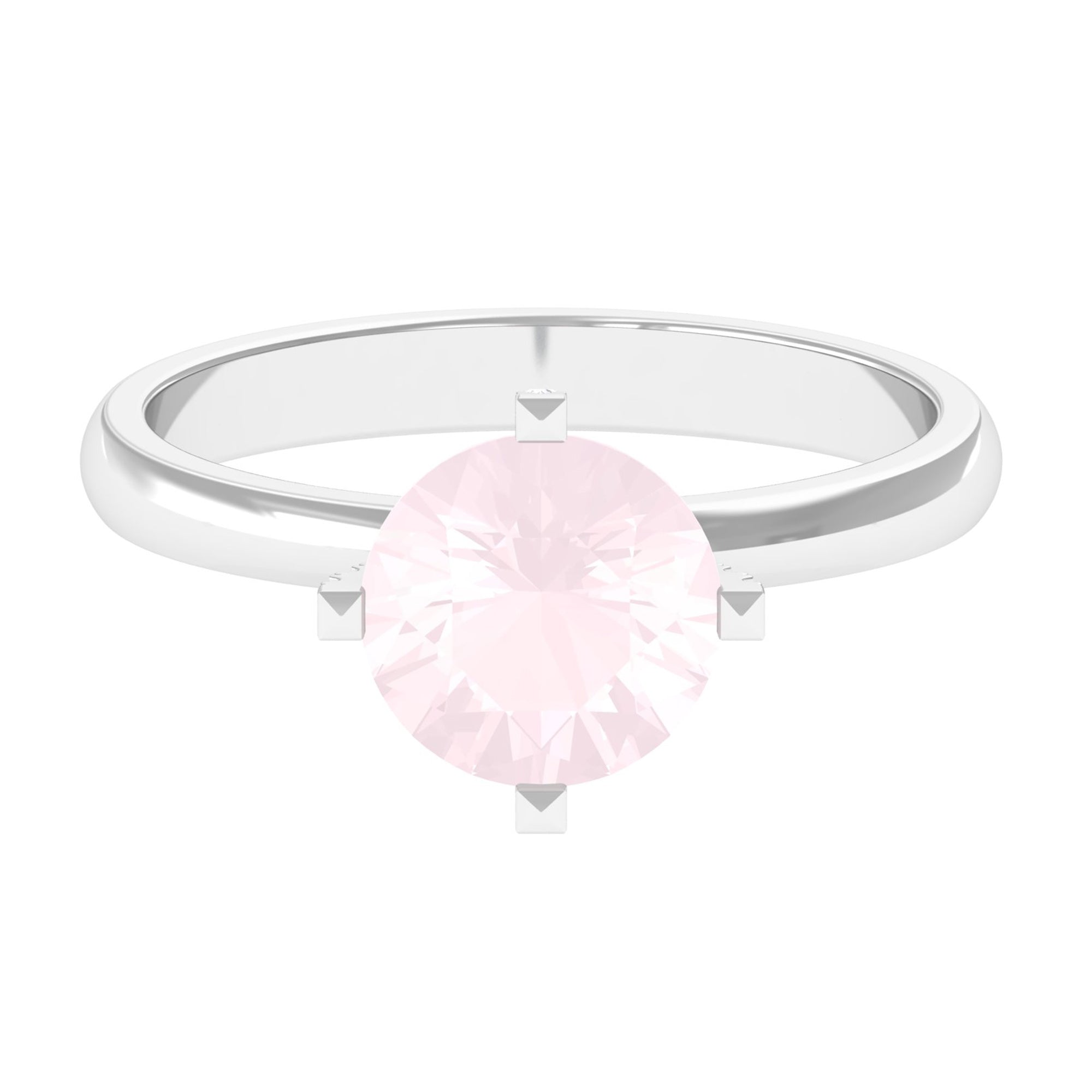 2 CT Classic Round Rose Quartz Solitaire Ring with Diamond