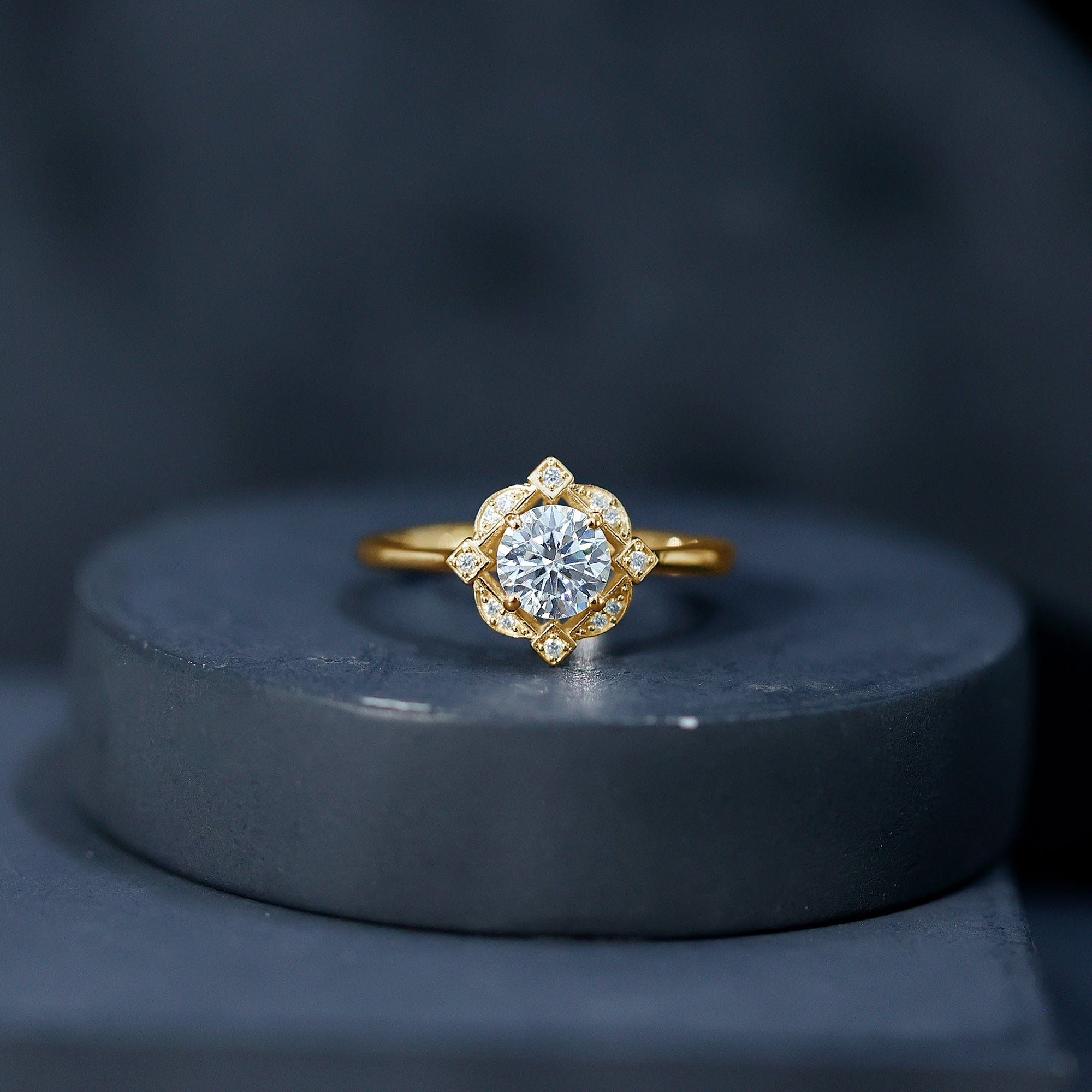 Vintage Looking Cubic Zirconia Engagement Ring for Her AAAA - Rosec Jewels