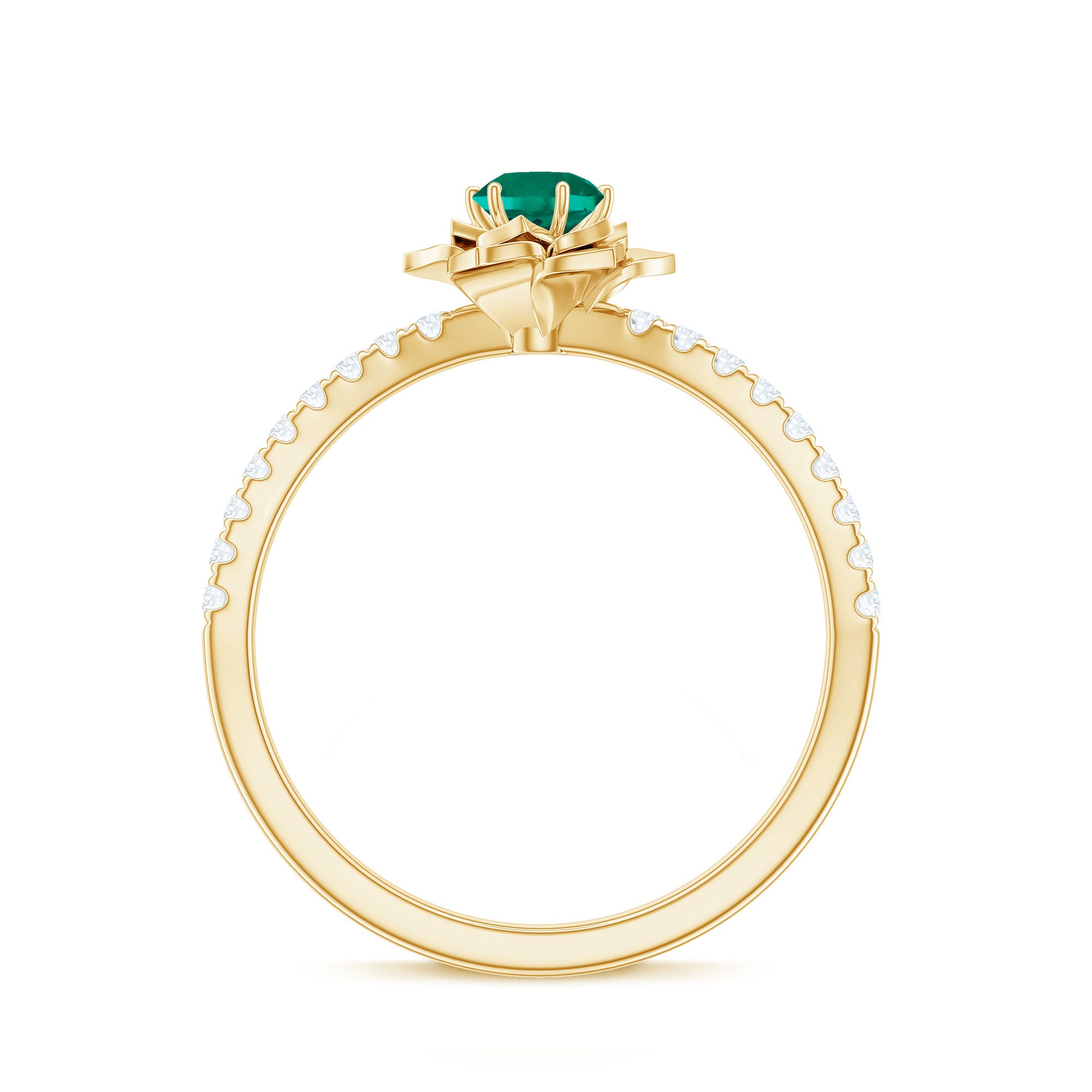 Certified Lab Grown Emerald Diamond Flower Engagement Ring AAAA - Rosec Jewels