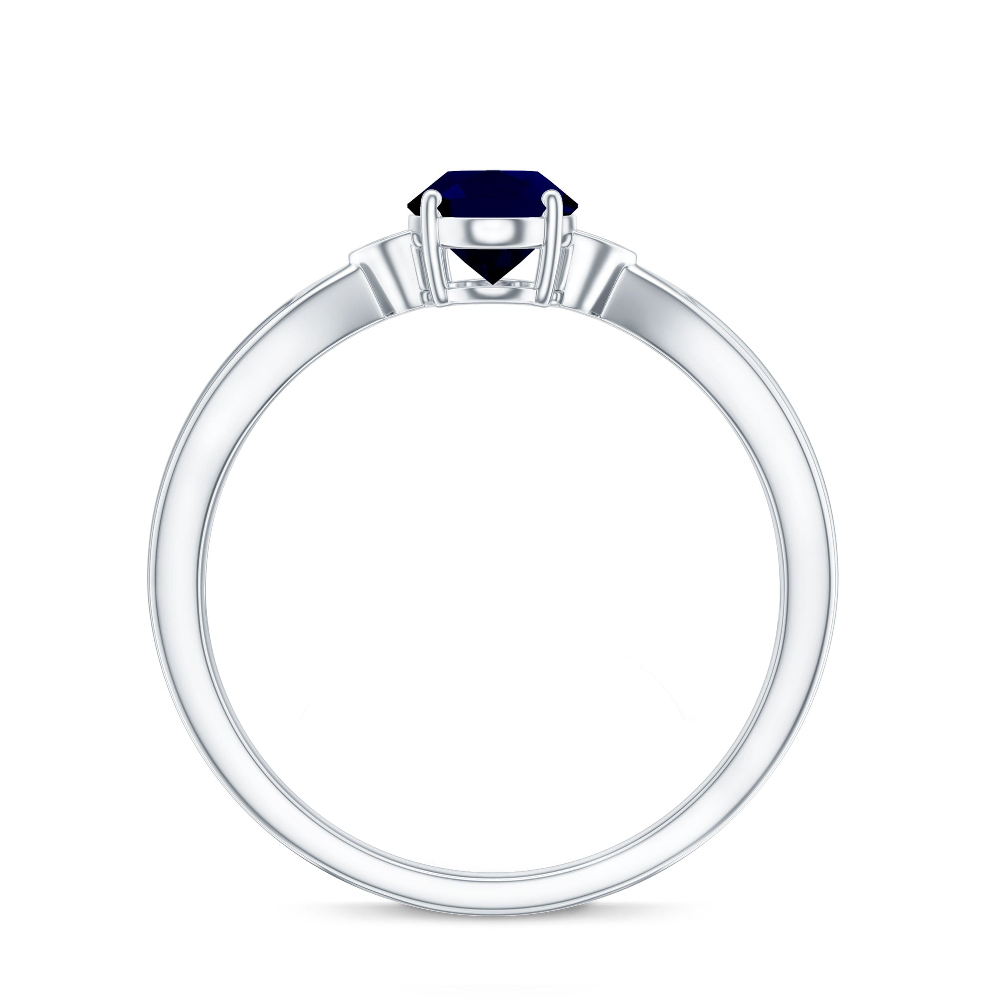 Oval Shape Real Blue Sapphire Solitaire Ring with Diamond AAA - Rosec Jewels