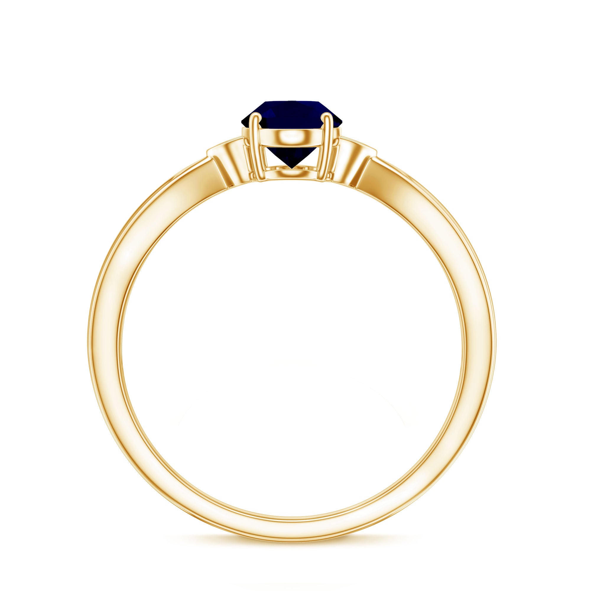 Oval Shape Real Blue Sapphire Solitaire Ring with Diamond AAA - Rosec Jewels