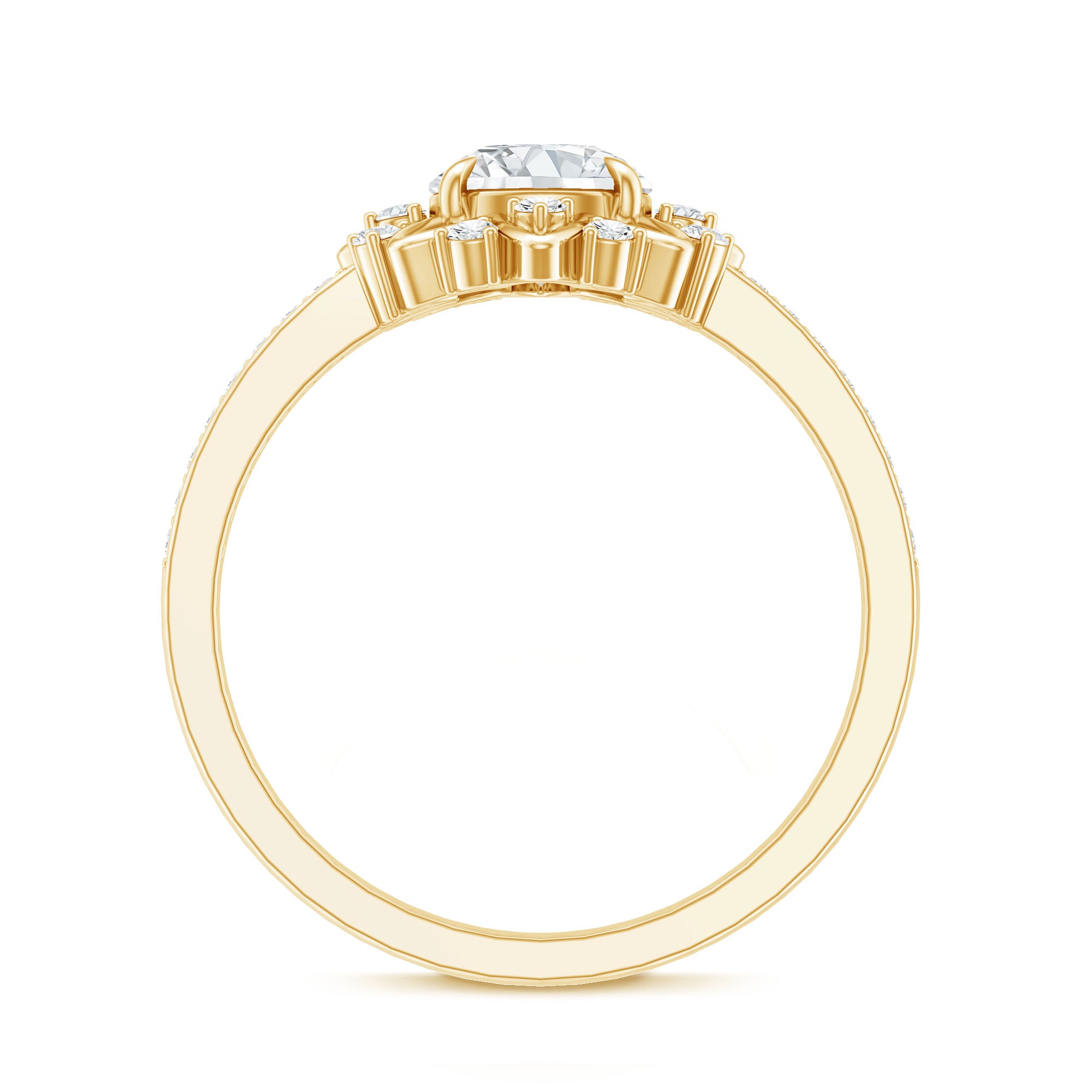 1.5 CT Round Certified Zircon Flower Engagement Ring AAAA - Rosec Jewels