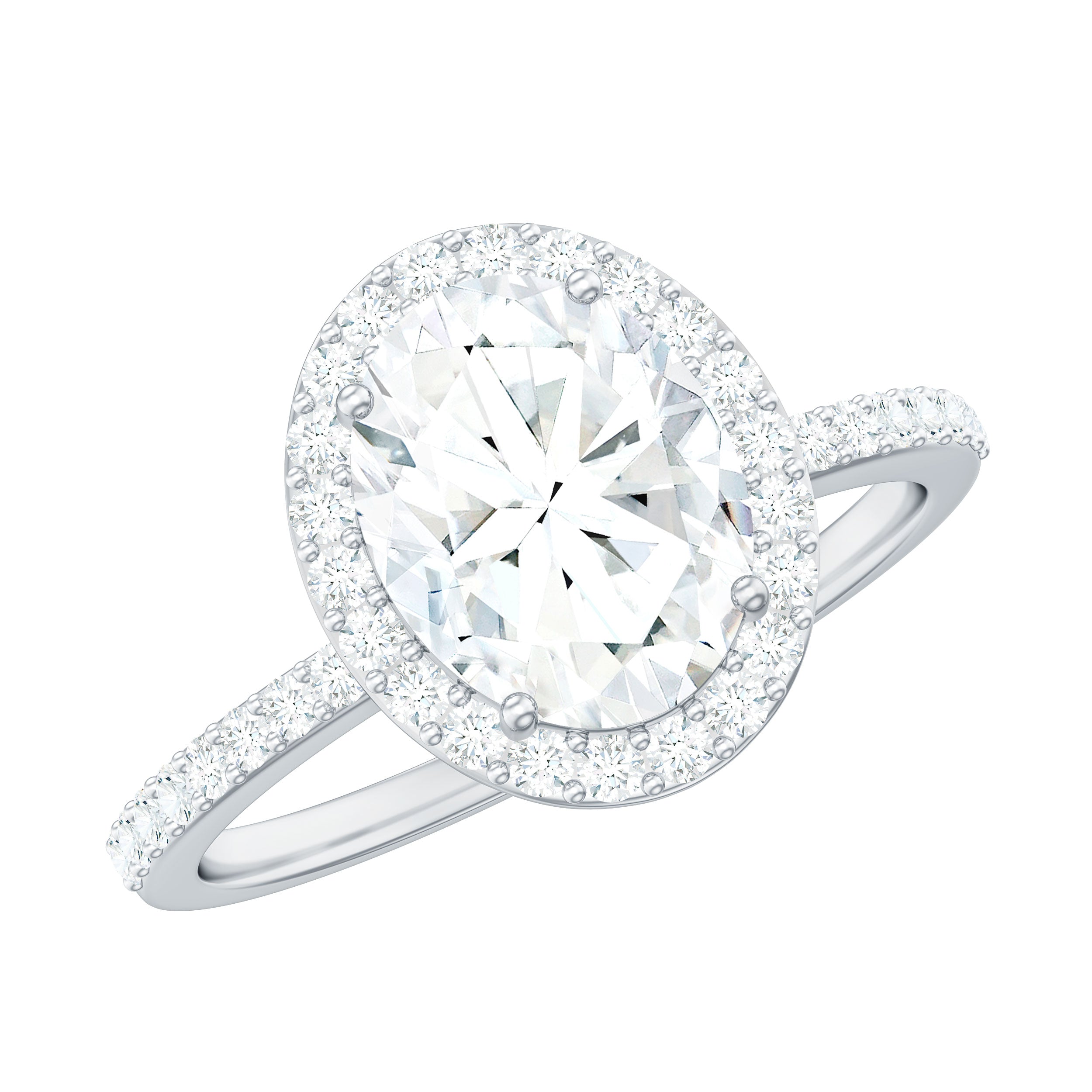 Oval Brilliant Cut Moissanite Classic Engagement Ring