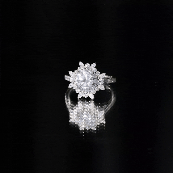 3 CT Round Zircon Floral Halo Statement Ring AAAA - Rosec Jewels