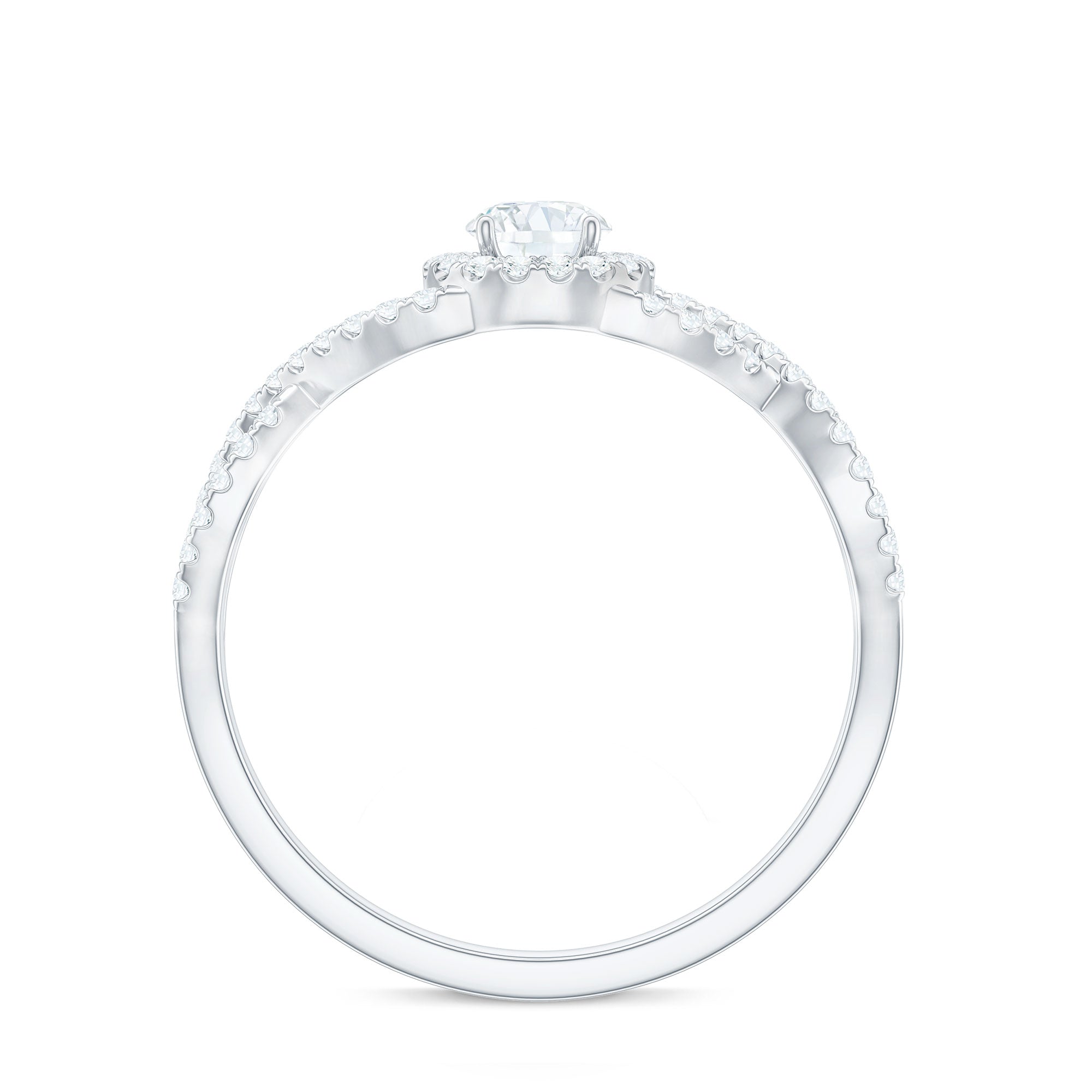 Round Shape Moissanite Crossover Engagement Ring for Women D-VS1 - Rosec Jewels