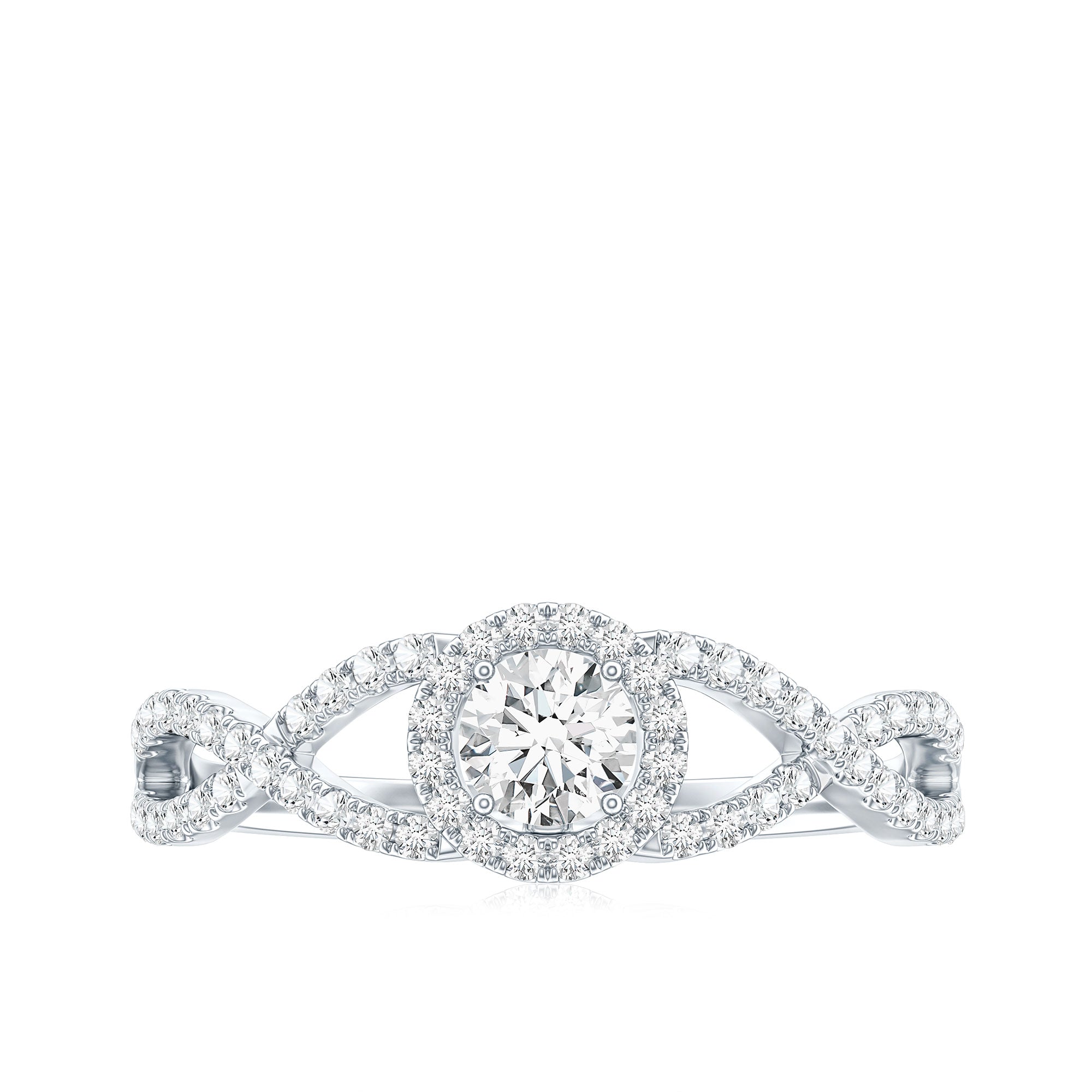 Round Shape Moissanite Crossover Engagement Ring for Women D-VS1 - Rosec Jewels