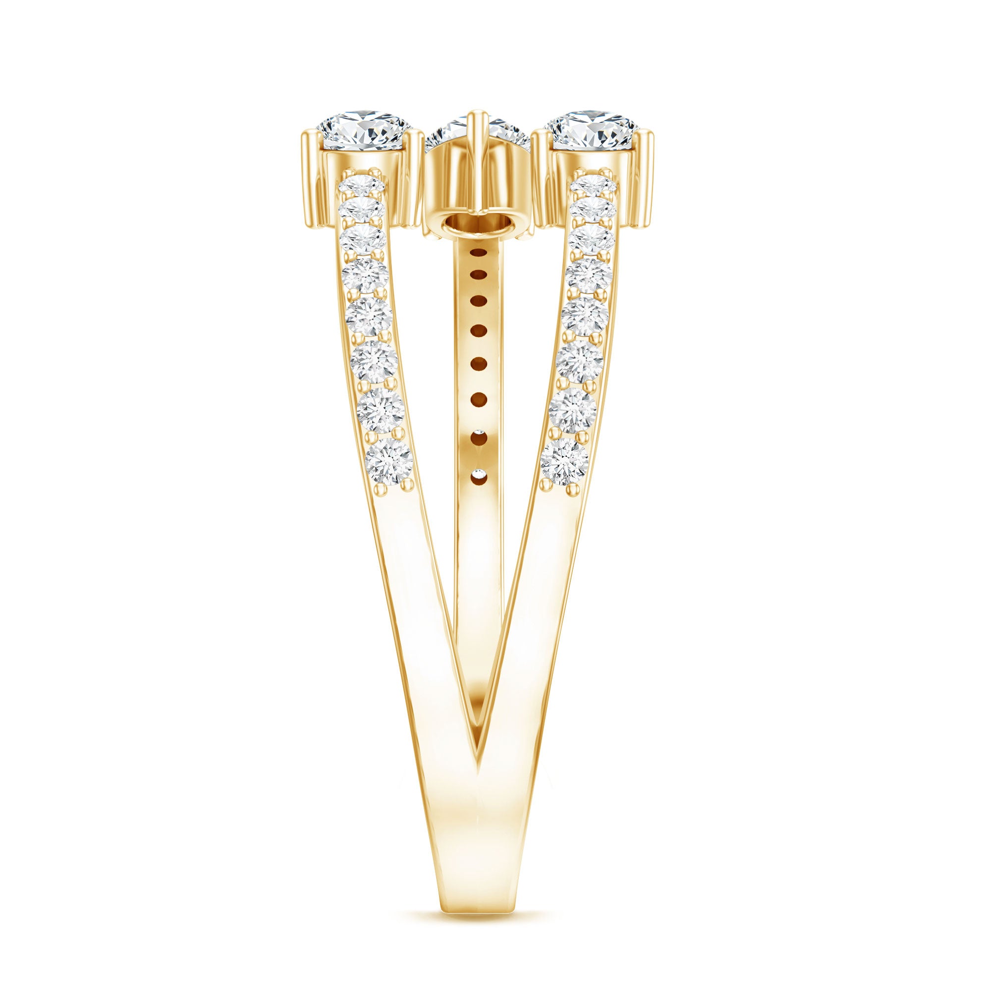 East West Style Moissanite 3 Stone Wrap Ring D-VS1 - Rosec Jewels