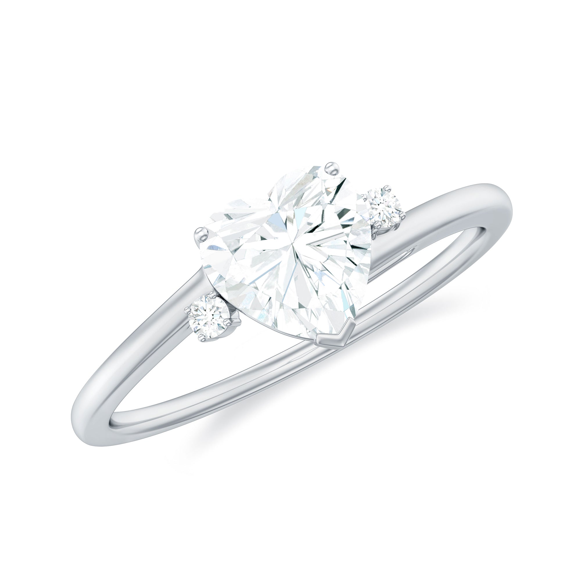 1 CT Solitaire Moissanite Heart Promise Ring