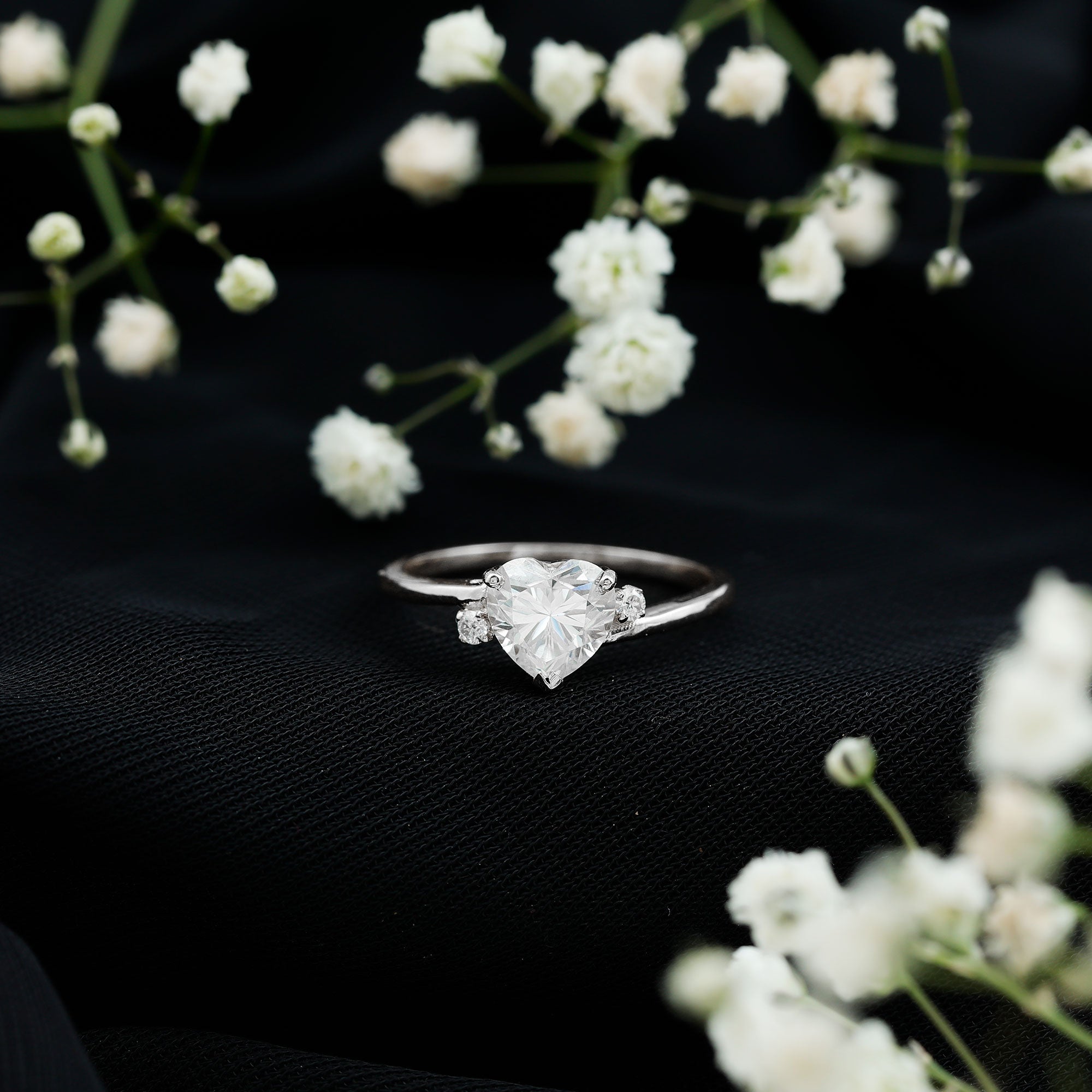 1 CT Solitaire Moissanite Heart Promise Ring D-VS1 - Rosec Jewels