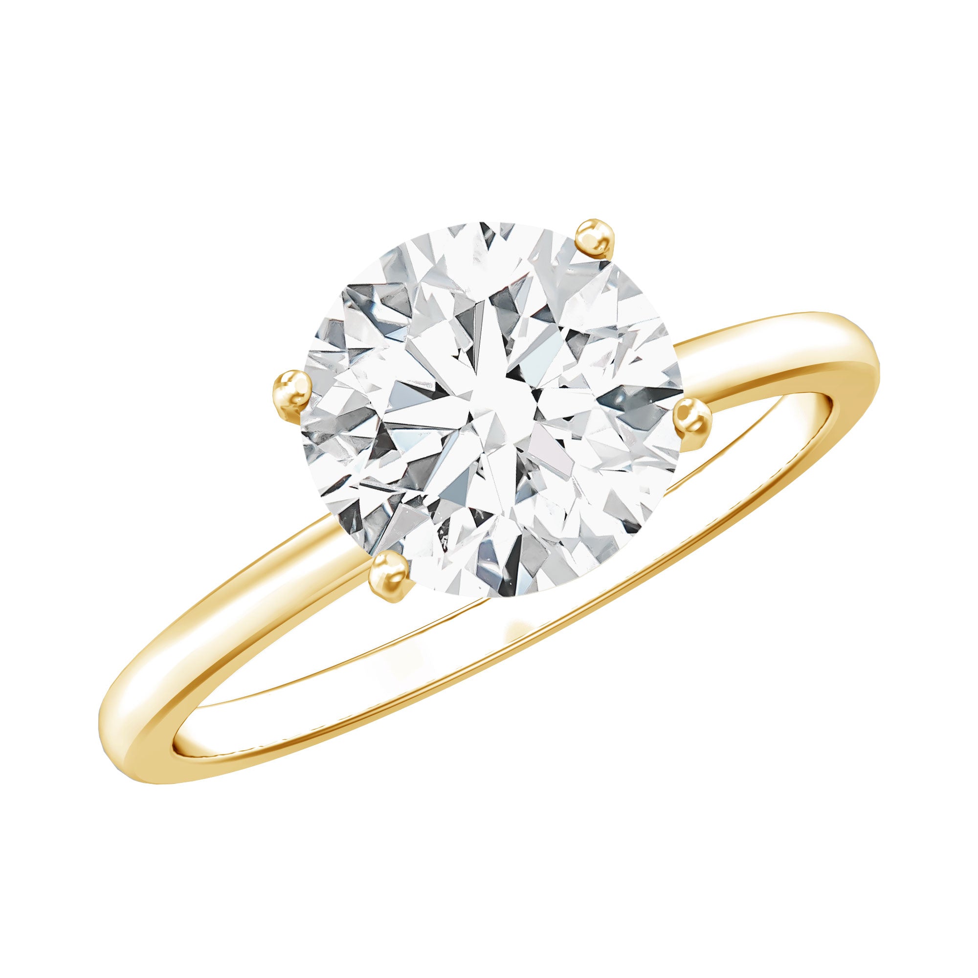 2 CT Simple Round Zircon Solitaire Ring in Peg Head Setting AAAA - Rosec Jewels