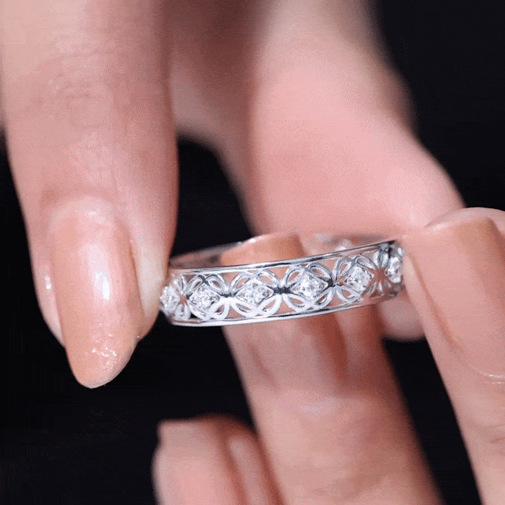 Vintage Inspired Zircon Celtic Knot Full Eternity Band Ring in Gold AAAA - Rosec Jewels