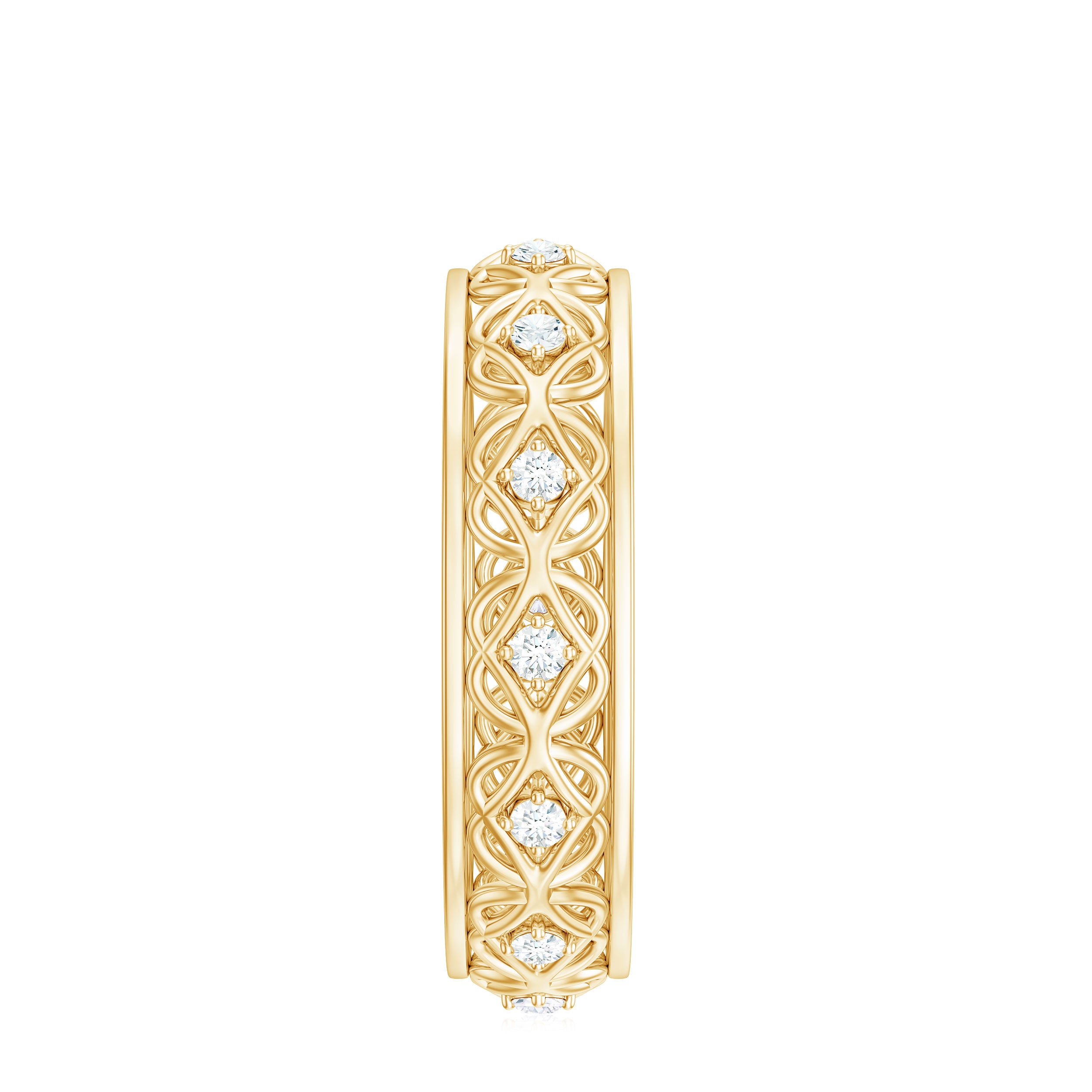 Vintage Inspired Zircon Celtic Knot Full Eternity Band Ring in Gold AAAA - Rosec Jewels