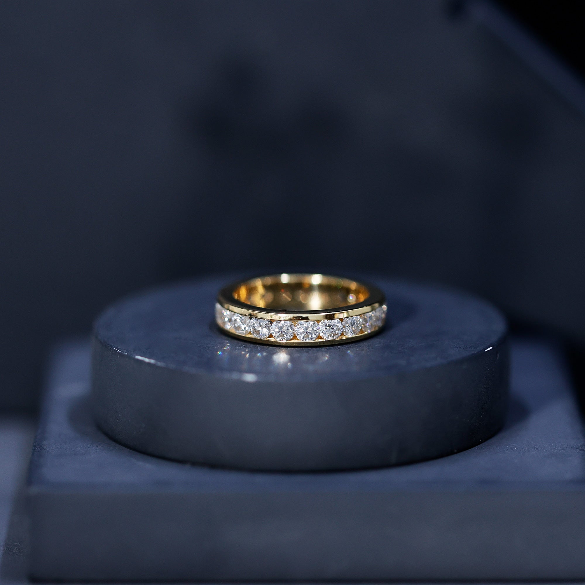 Channel Set Round Moissanite Full Eternity Band Ring D-VS1 - Rosec Jewels
