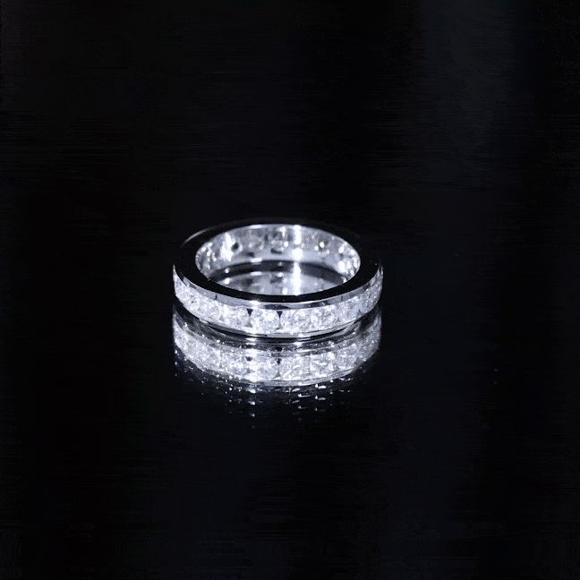 Channel Set Round Cubic Zirconia Full Eternity Band Ring AAAA - Rosec Jewels