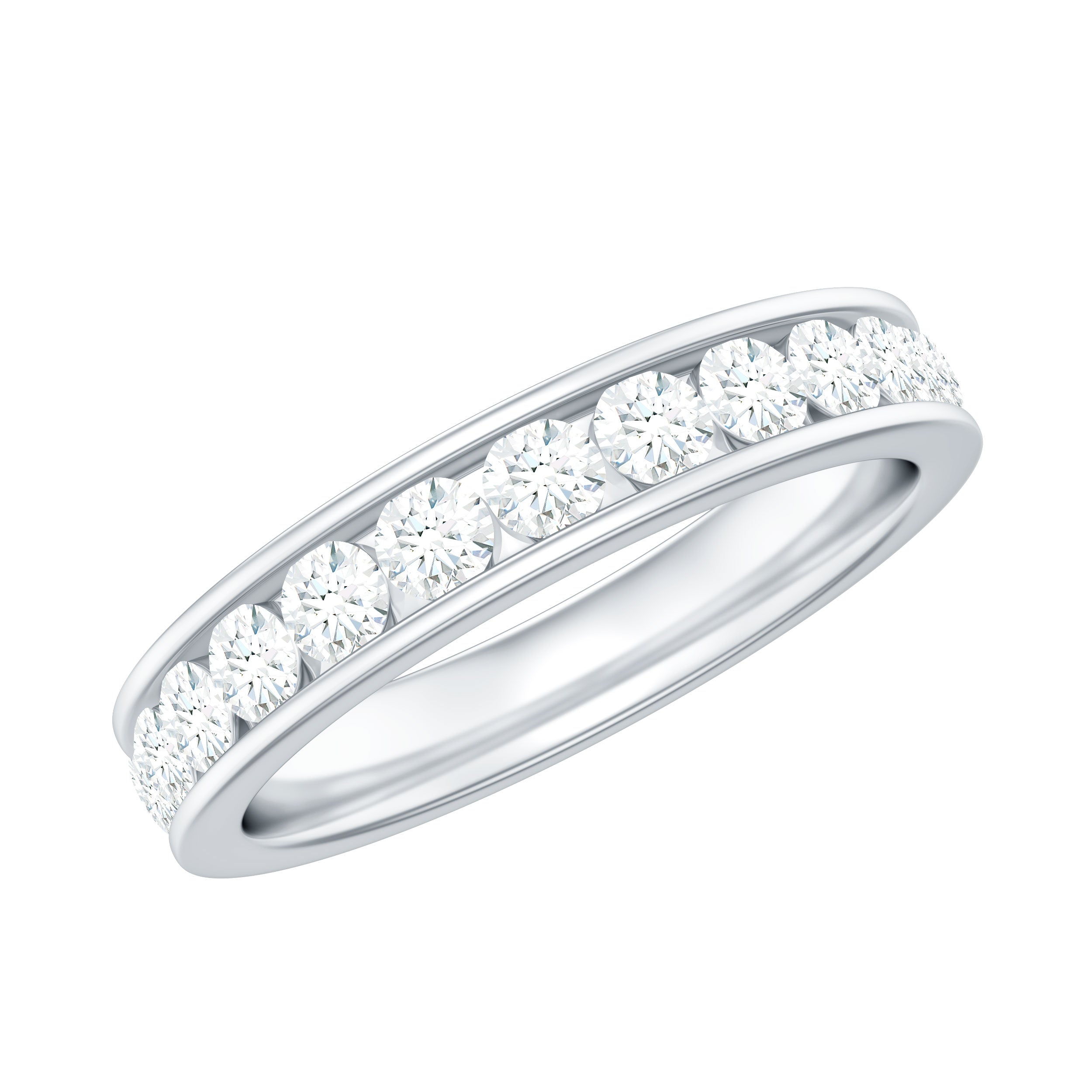 Channel Set Round Cubic Zirconia Full Eternity Band Ring AAAA - Rosec Jewels