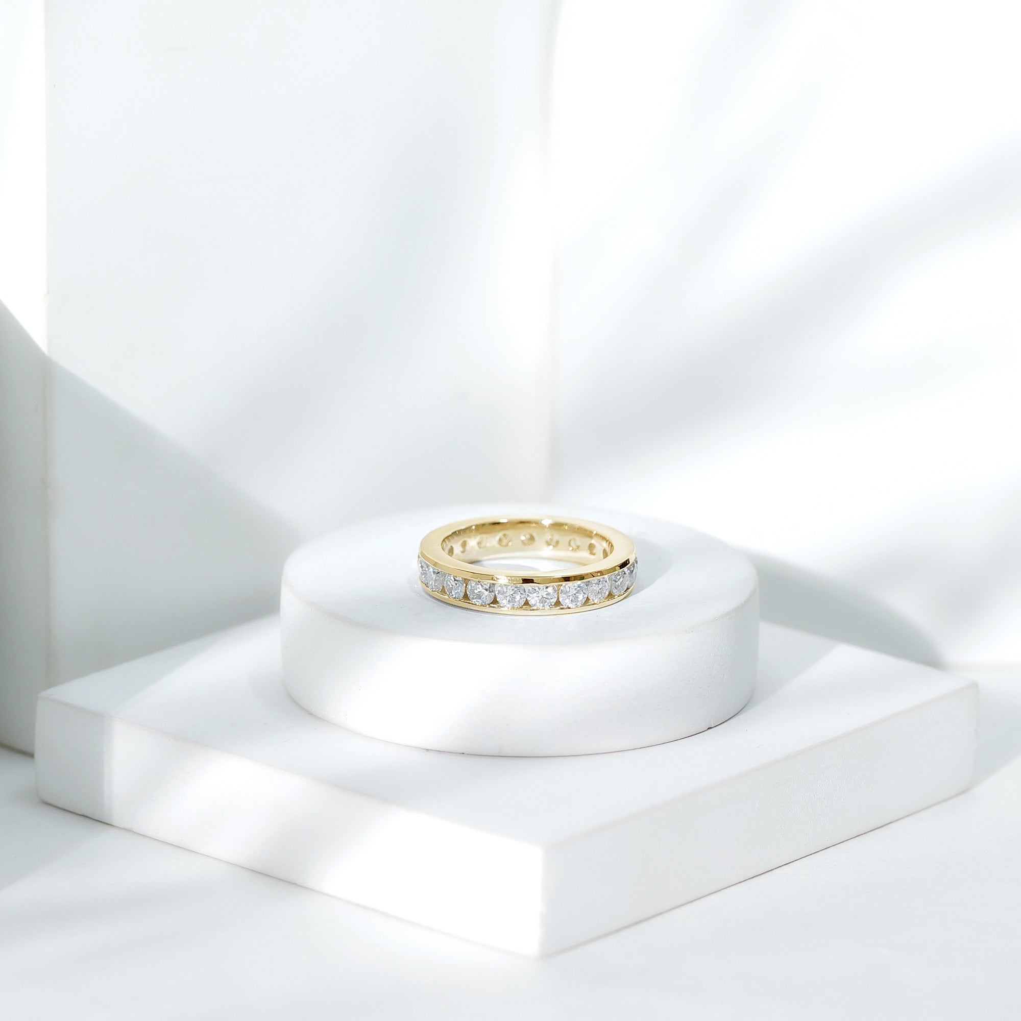 Channel Set Round Cubic Zirconia Full Eternity Band Ring AAAA - Rosec Jewels