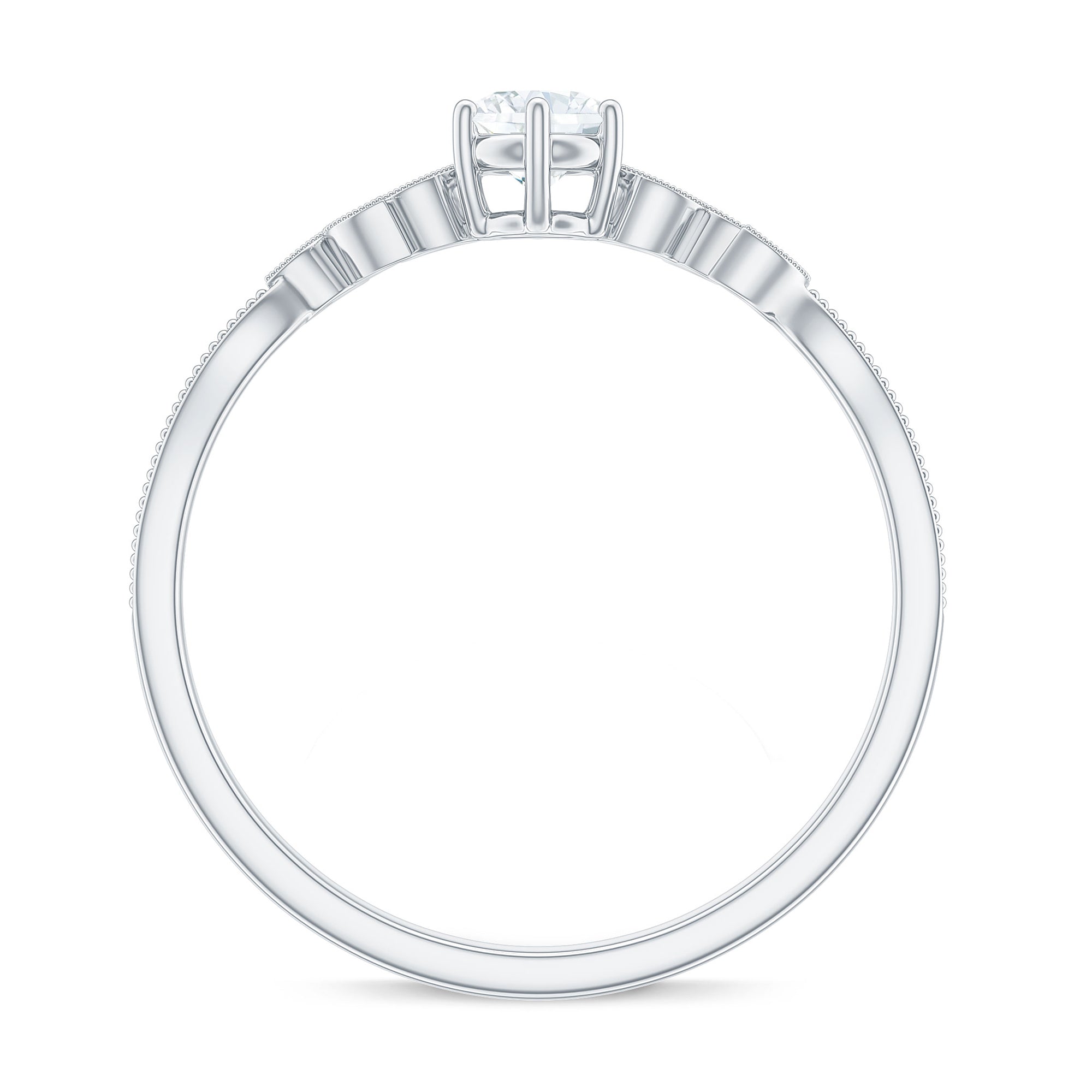 Rosec Jewels-Minimalist Moissanite Leaf Promise Ring with Beaded Detail