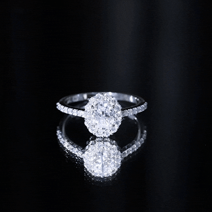 1.2 Carat Oval Cut Simulated Diamond Halo Engagement Ring AAAA - Rosec Jewels
