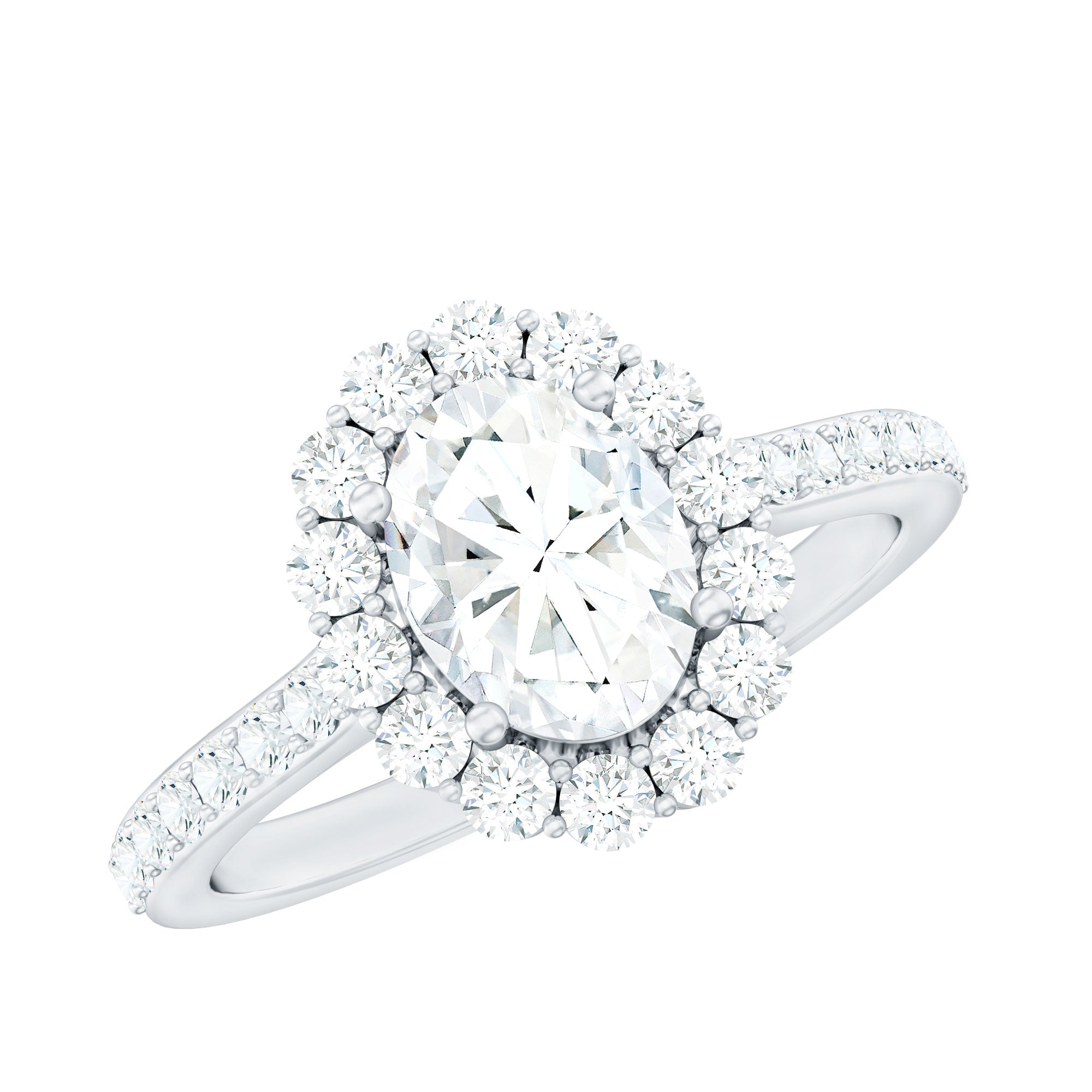 1.2 Carat Oval Cut Simulated Diamond Halo Engagement Ring