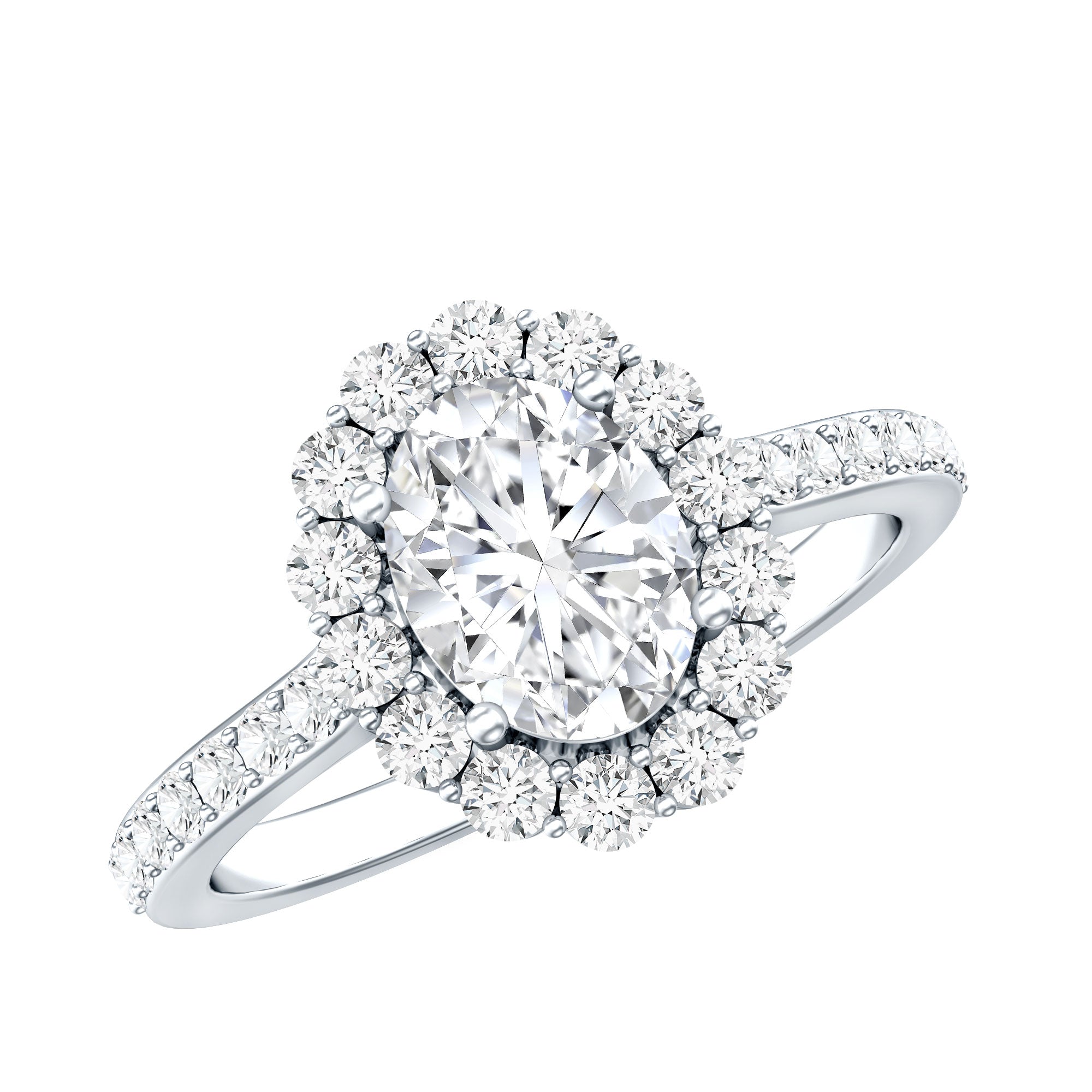 1.2 Carat Oval Cut Simulated Diamond Halo Engagement Ring AAAA - Rosec Jewels