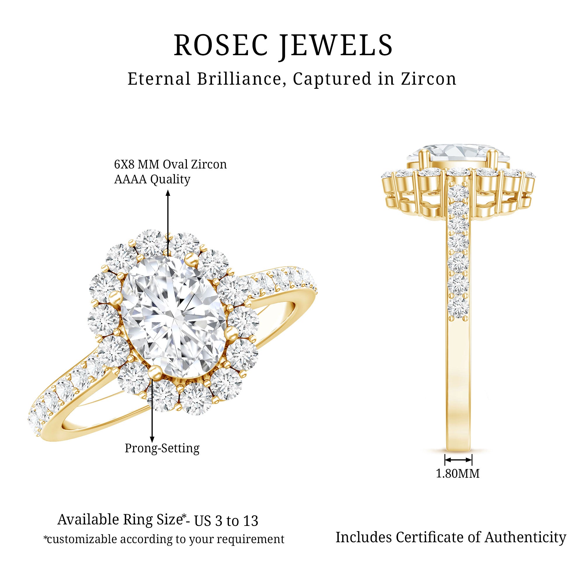 1.2 Carat Oval Cut Simulated Diamond Halo Engagement Ring AAAA - Rosec Jewels