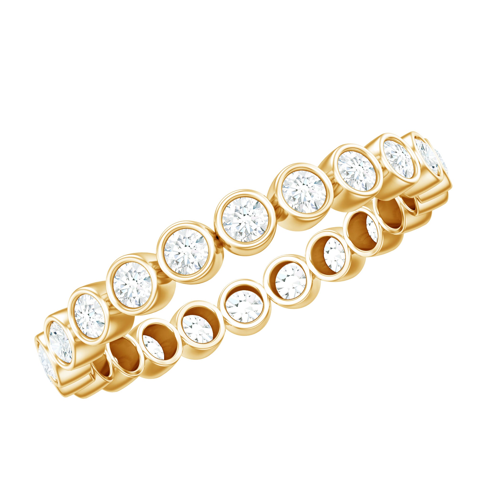 Full Eternity Wedding Band with Bezel Set Moissanite D-VS1 - Rosec Jewels