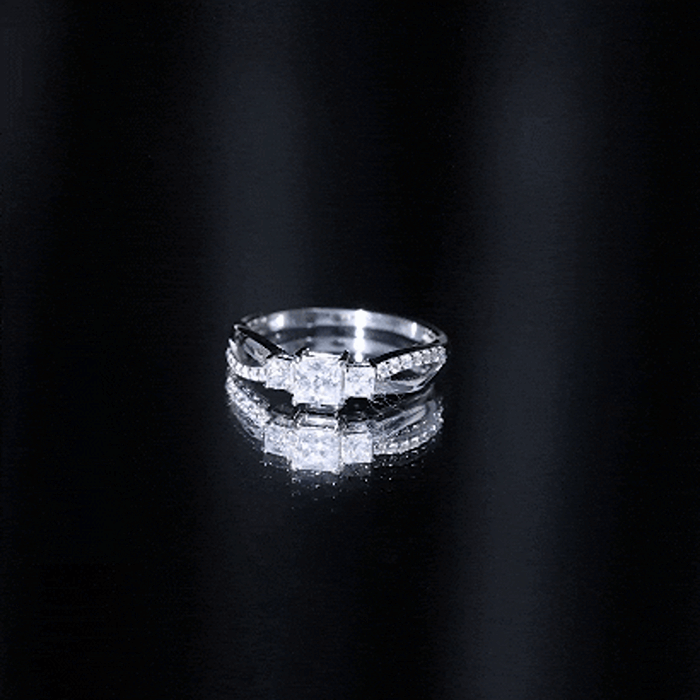 3/4 CT Princess Cut Three Stone Zircon Infinity Promise Ring AAAA - Rosec Jewels