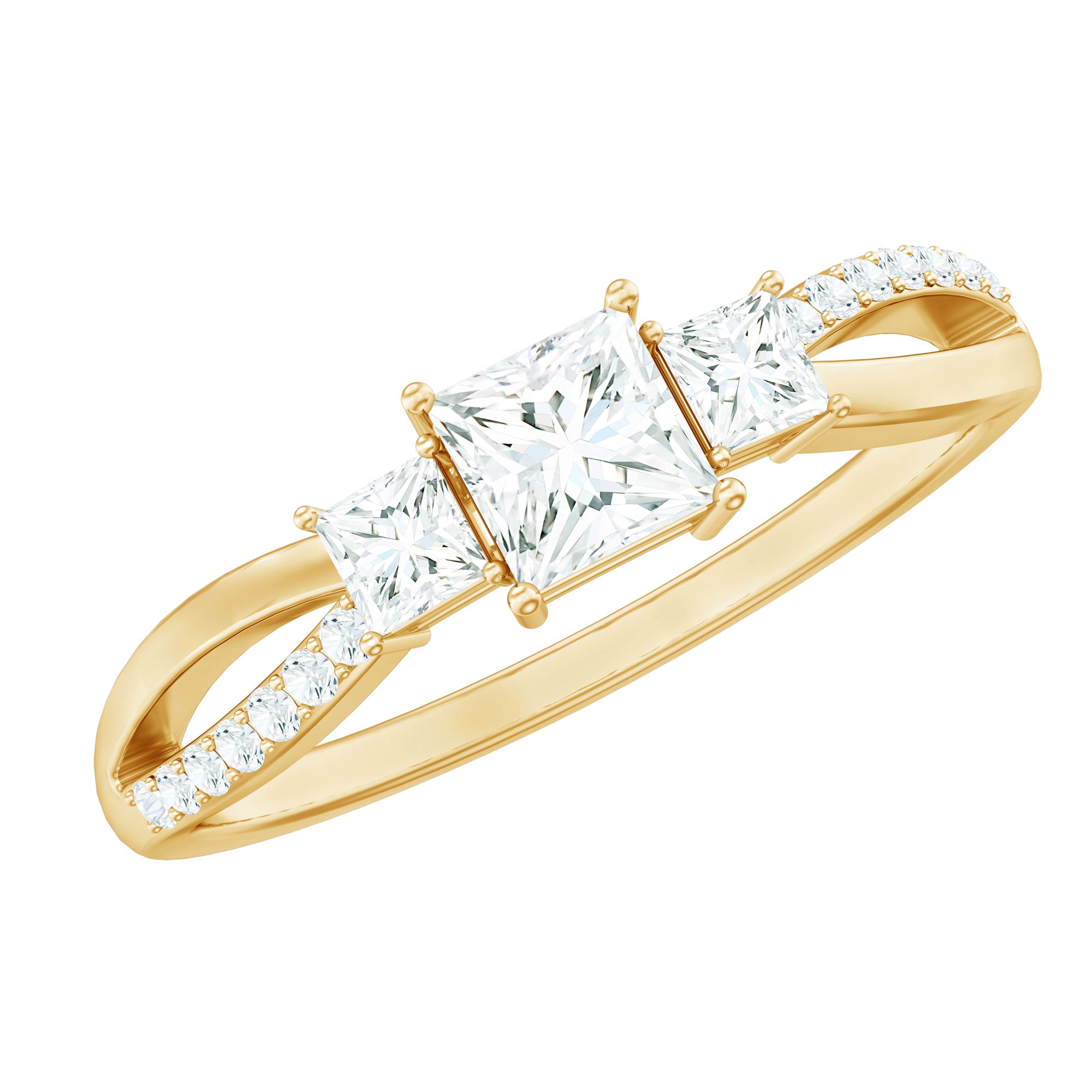 3/4 CT Princess Cut Three Stone Zircon Infinity Promise Ring AAAA - Rosec Jewels