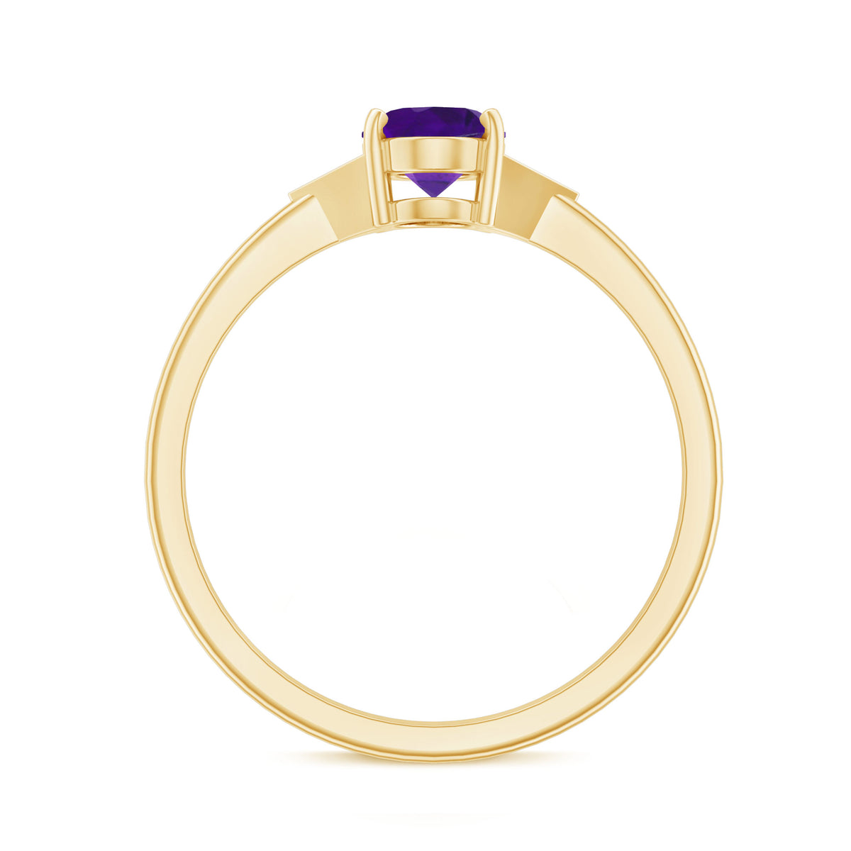 Natural 1 Carat Amethyst Oval Engagement Ring with Diamond Trio AAA - Rosec Jewels