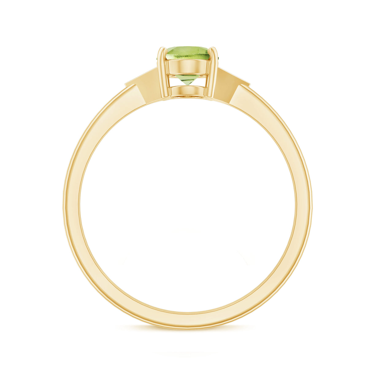 Natural Solitaire 1 Carat Peridot Oval Engagement Ring with Diamond AAA - Rosec Jewels