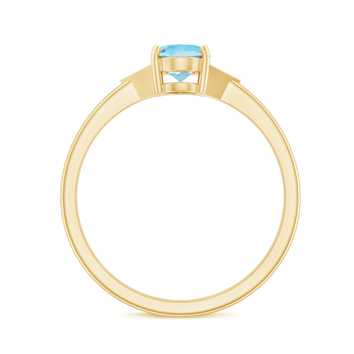Genuine 1 Carat Aquamarine Oval Engagement Ring with Diamond AAA - Rosec Jewels