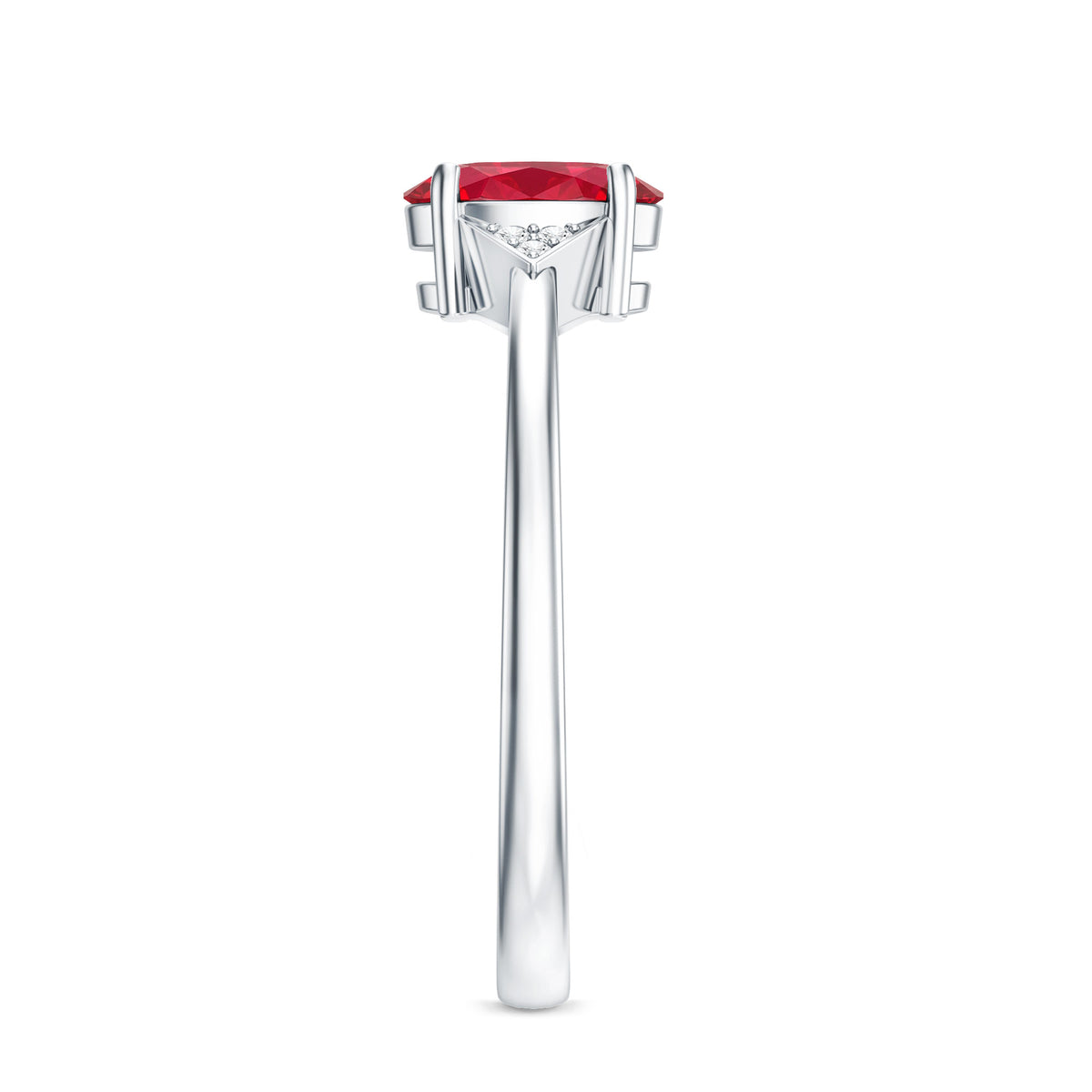 1.5 Carat Oval Lab Created Ruby Solitaire Ring with Diamonds AAAA - Rosec Jewels