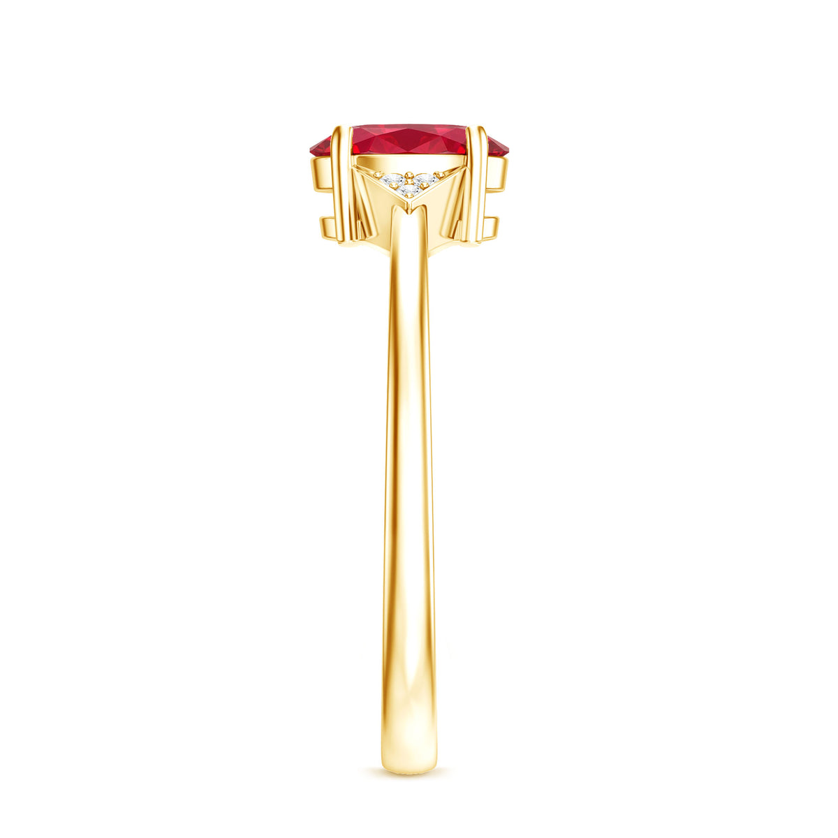 1.5 Carat Oval Lab Created Ruby Solitaire Ring with Diamonds AAAA - Rosec Jewels