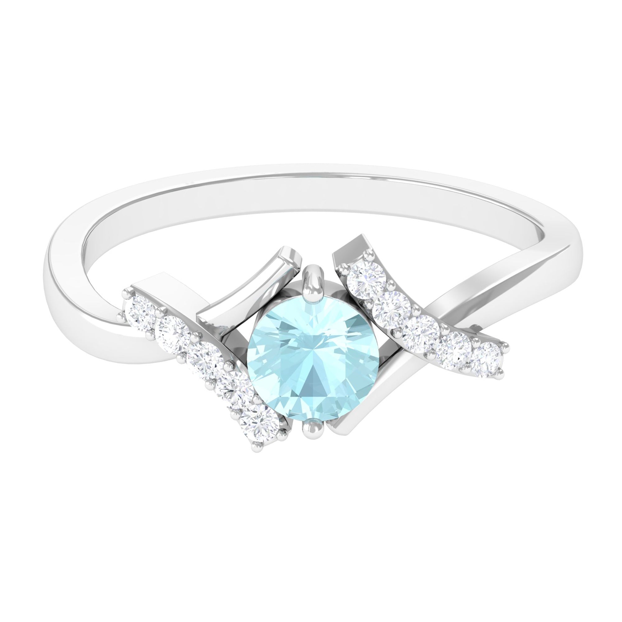 Sky Blue Topaz and Diamond Designer Promise Ring