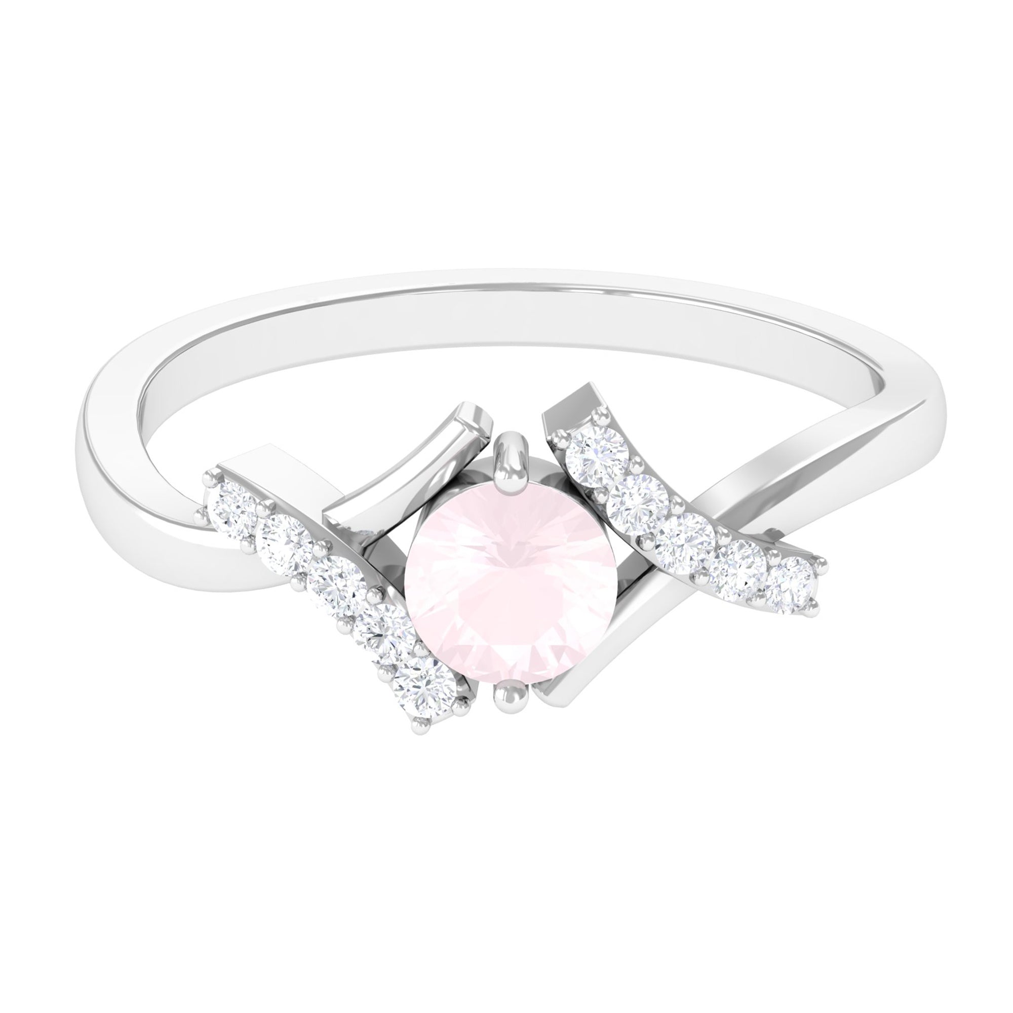 Rose Quartz and Diamond Designer Engagement Ring