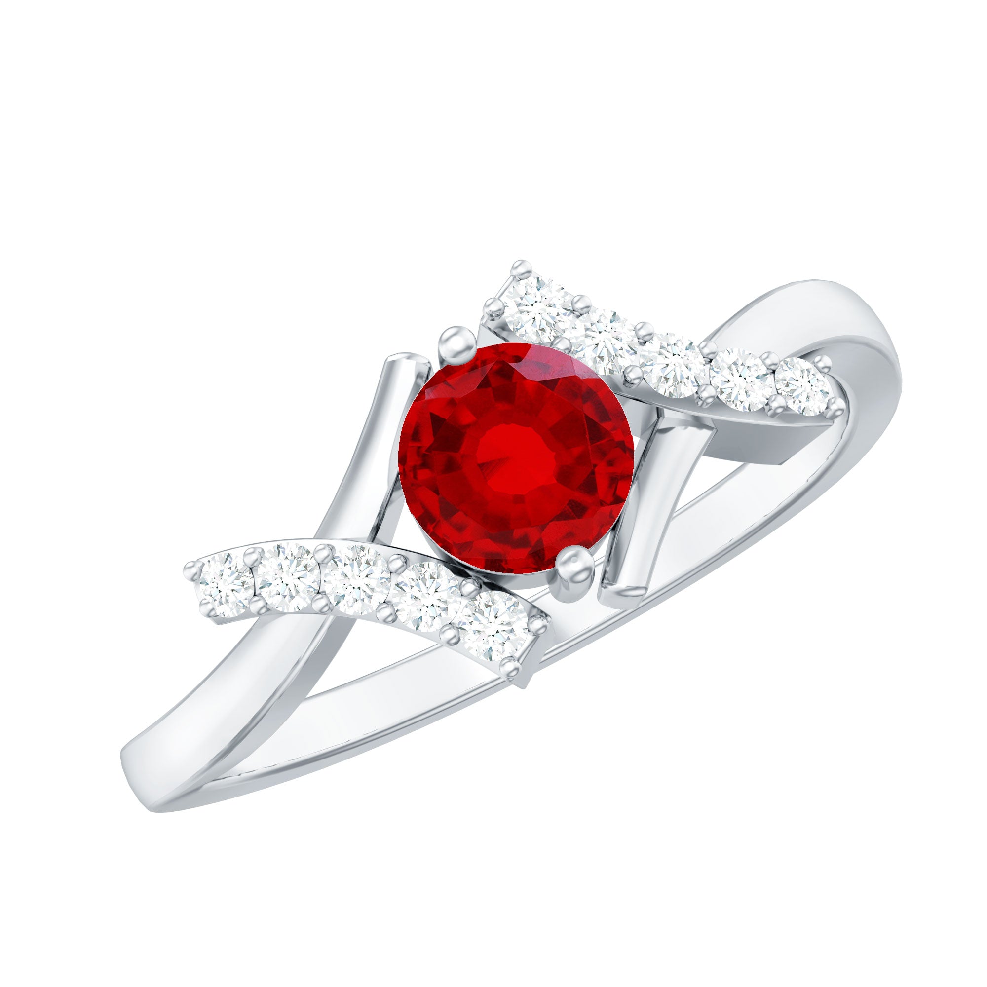 Lab Created Ruby and Diamond Promise Ring for Her AAAA - Rosec Jewels