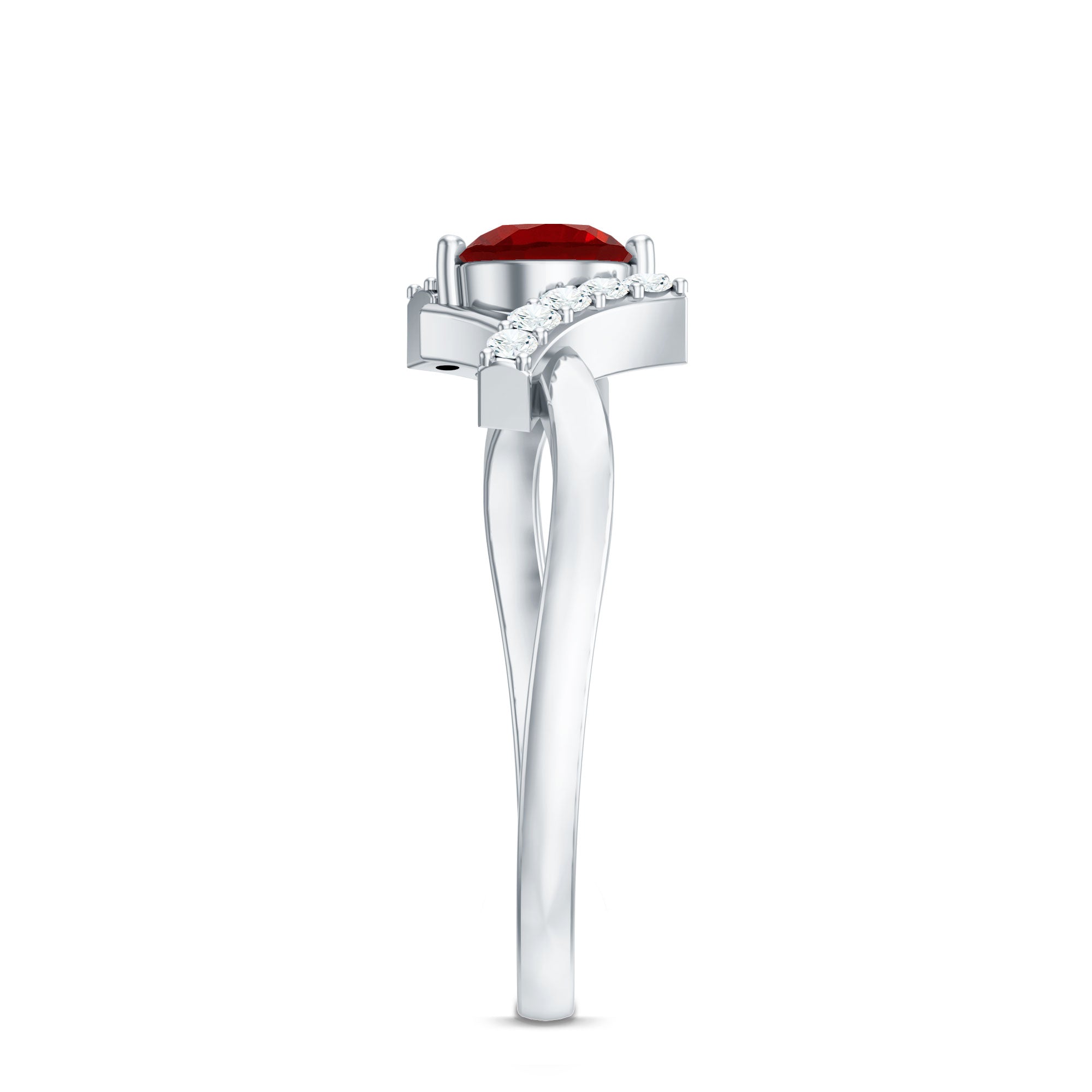 Lab Created Ruby and Diamond Promise Ring for Her AAAA - Rosec Jewels