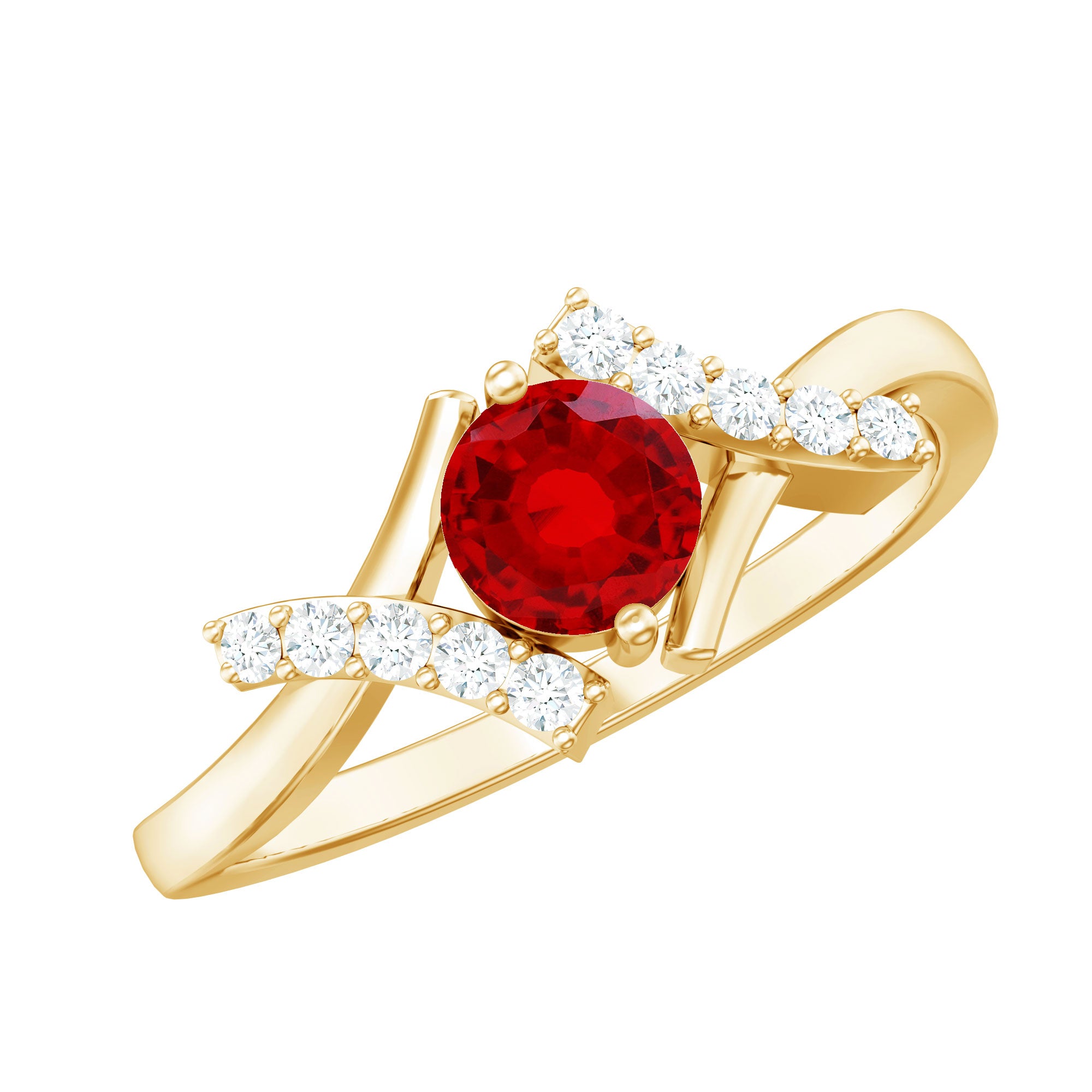 Lab Created Ruby and Diamond Promise Ring for Her AAAA - Rosec Jewels
