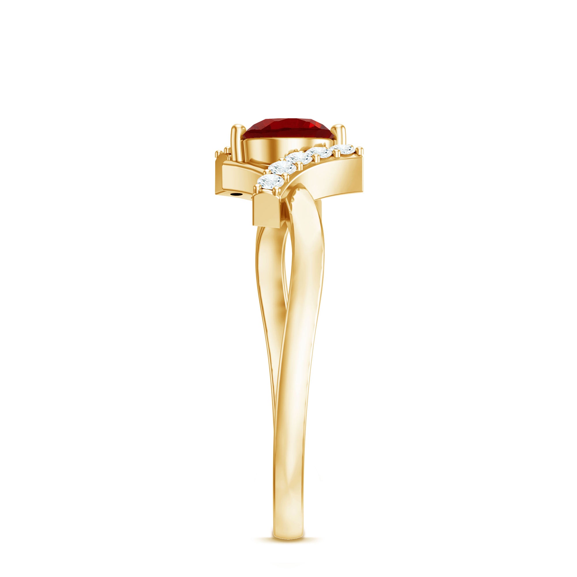 Lab Created Ruby and Diamond Promise Ring for Her AAAA - Rosec Jewels