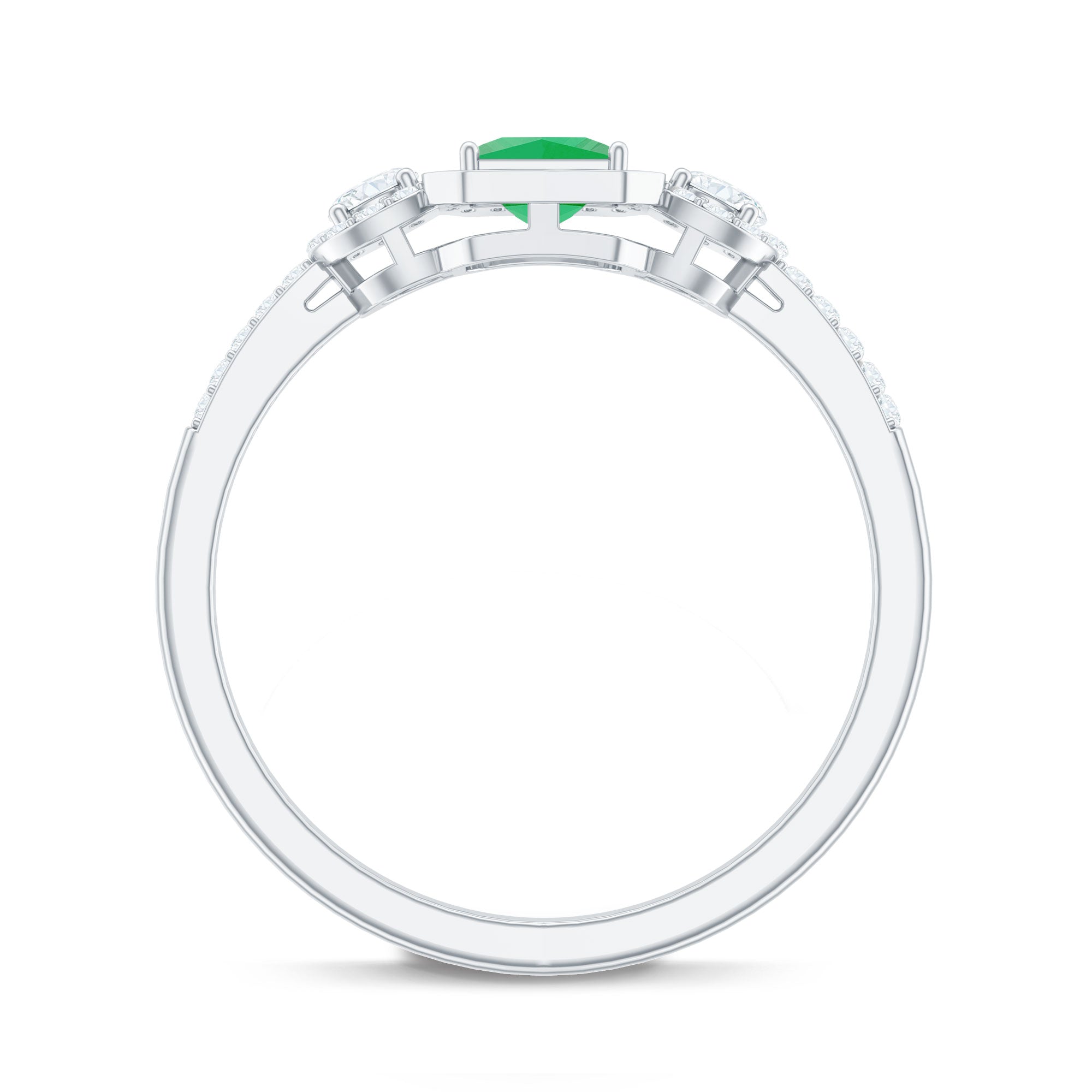 Princess Cut Emerald Classic Vintage Engagement Ring Diamond AAA - Rosec Jewels