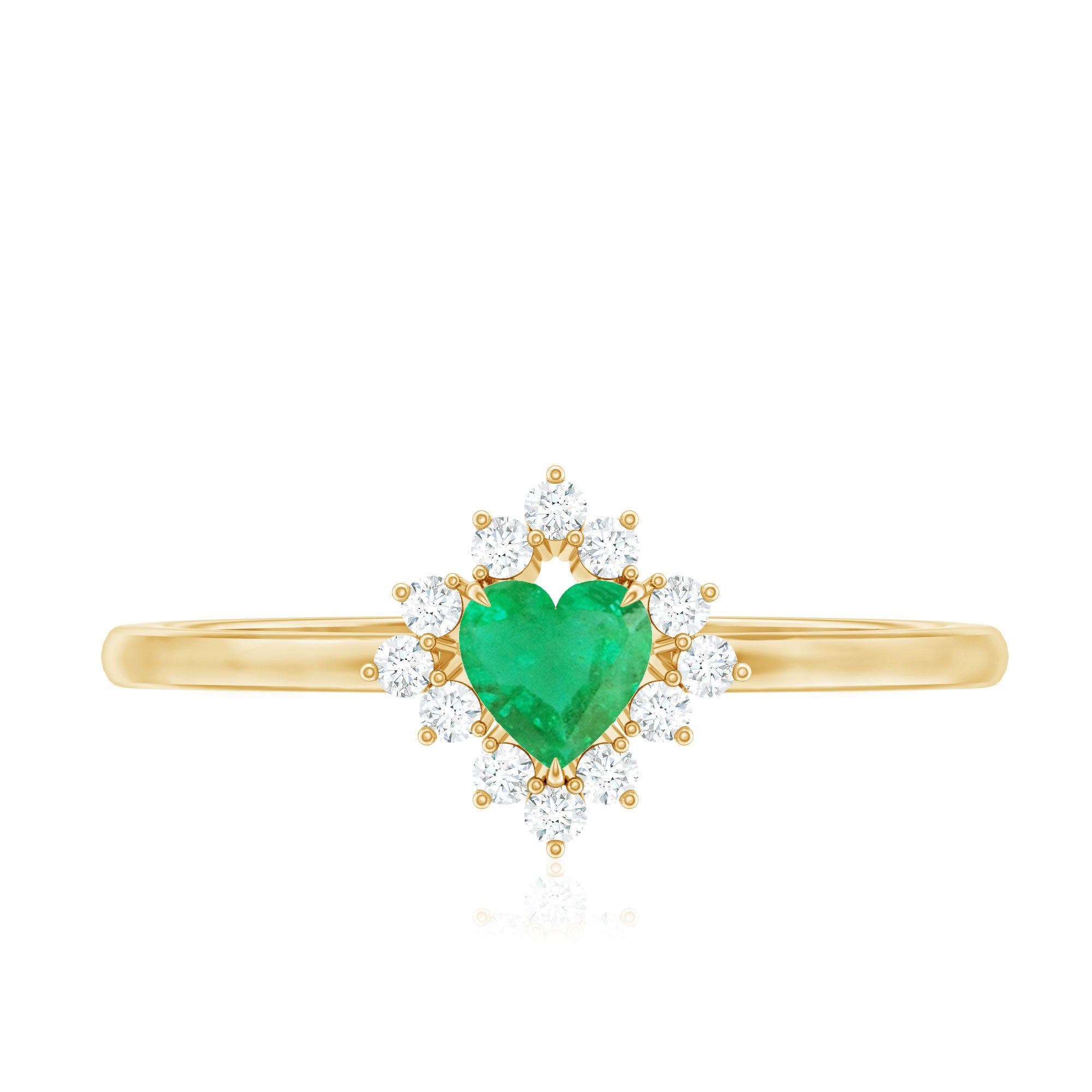Rosec Jewels-Heart Shape Emerald and Diamond Promise Ring