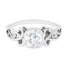 Vintage Style Cushion Moissanite Solitaire Ring in Bezel Setting Moissanite - ( D-VS1 ) - Color and Clarity - Rosec Jewels