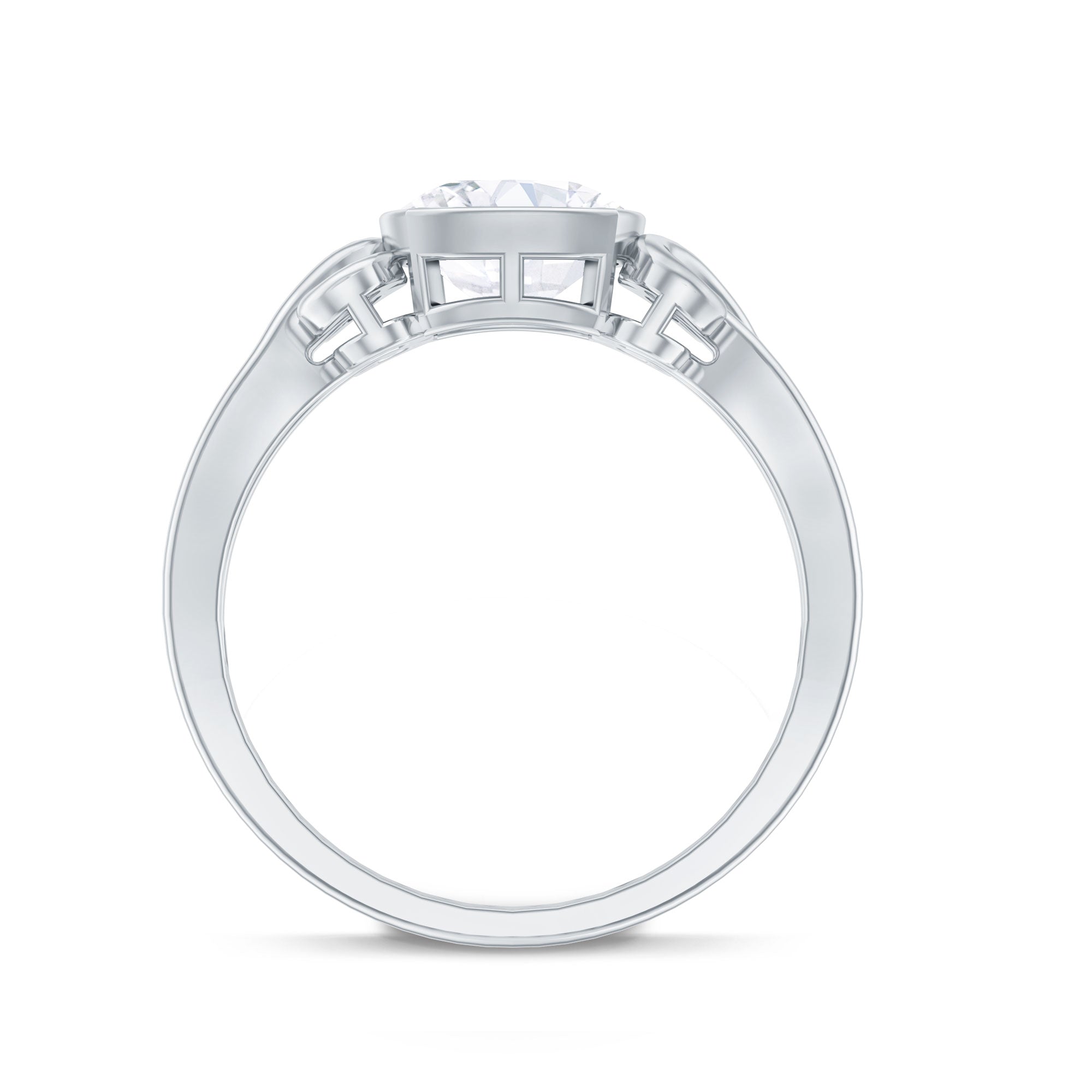 Cushion Cut Cubic Zirconia Vintage Inspired Solitaire Ring in Bezel Setting AAAA - Rosec Jewels